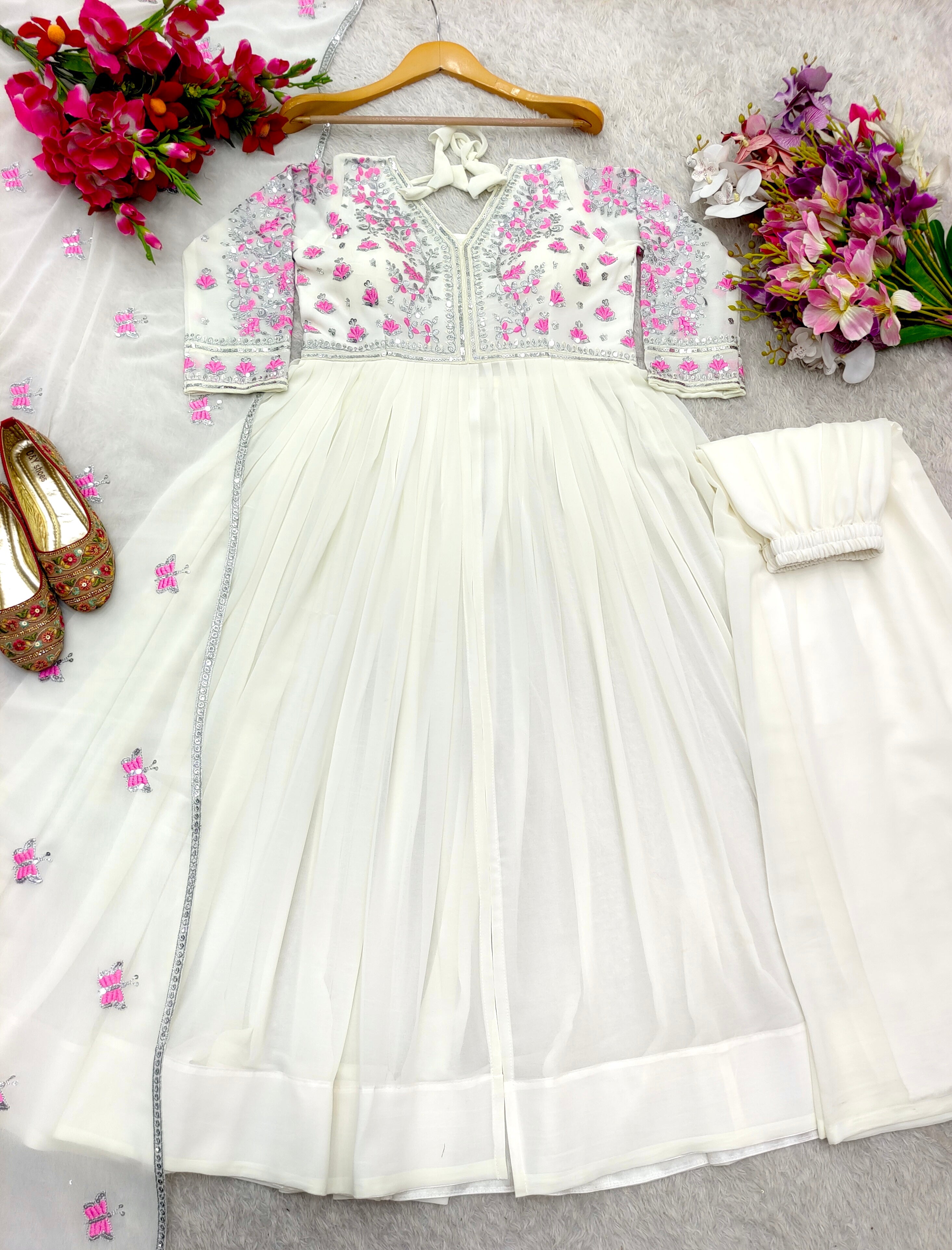 Beautiful Party Wear Gown ,Plazzo And Dupatta