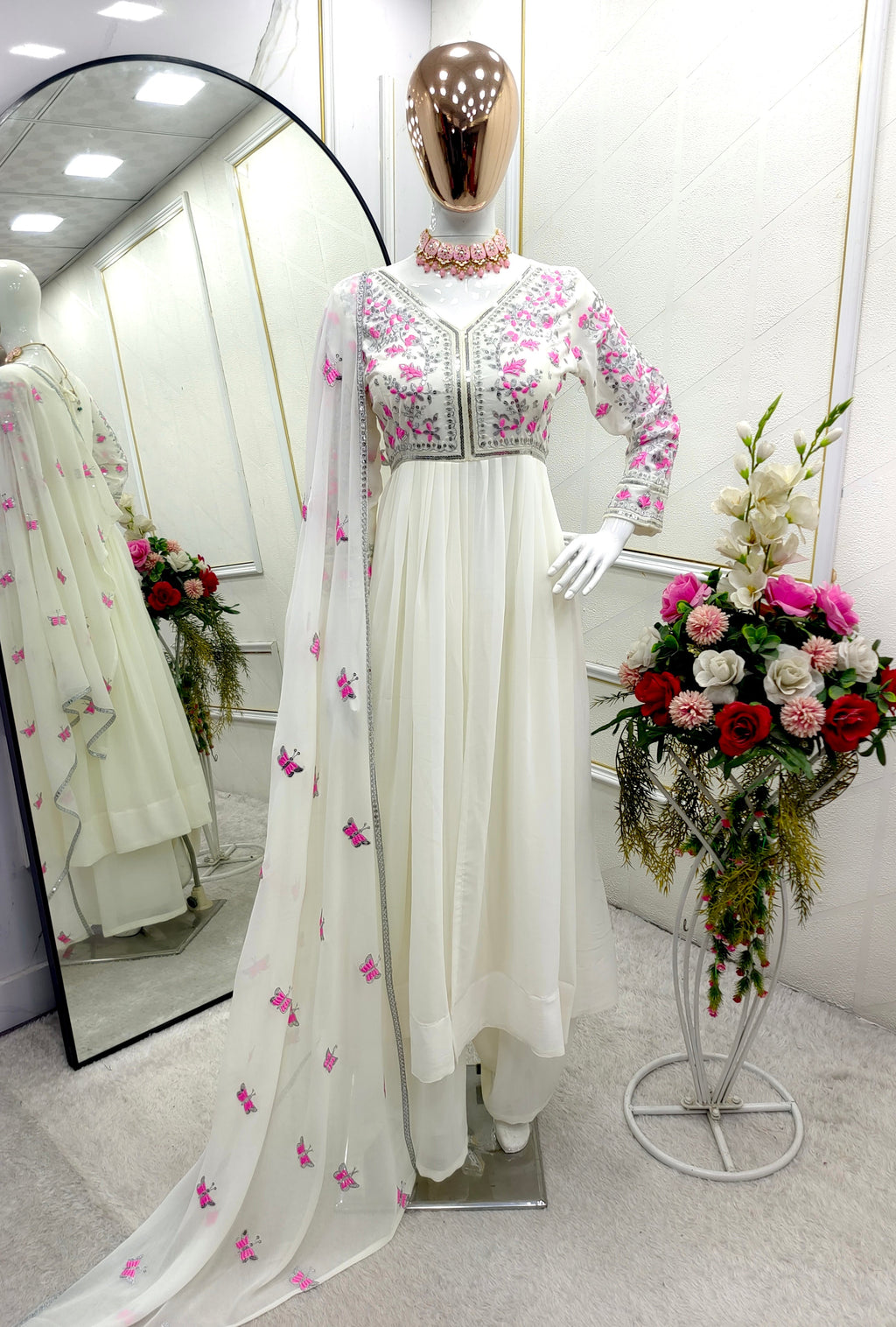 Beautiful Party Wear Gown ,Plazzo And Dupatta