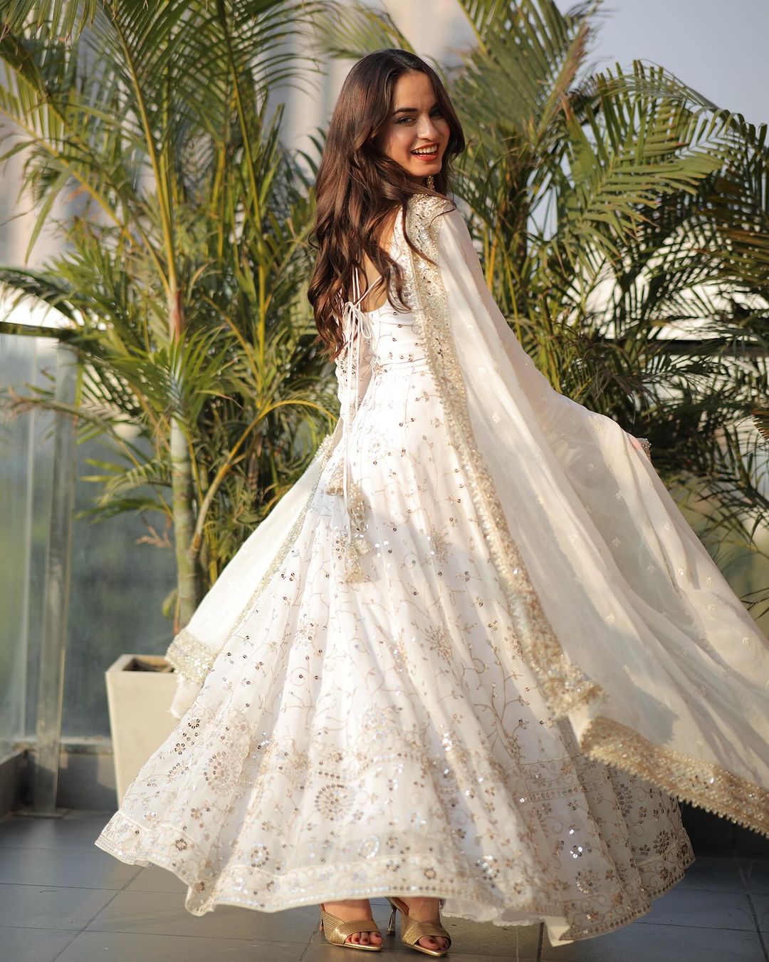 Beautiful Party Wear Anarkali Gown And Fancy Dupatta