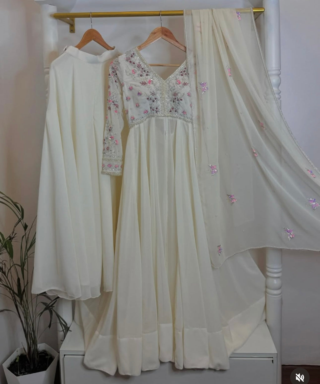 Beautiful Party Wear Gown ,Plazzo And Dupatta