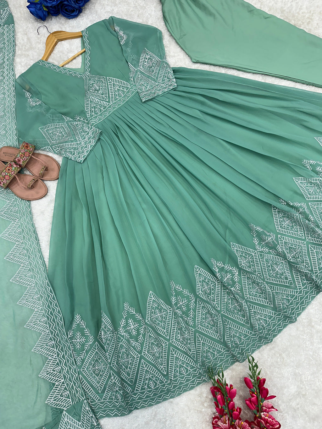 Beautiful Party Wear Look Gown With Pent And Dupatta