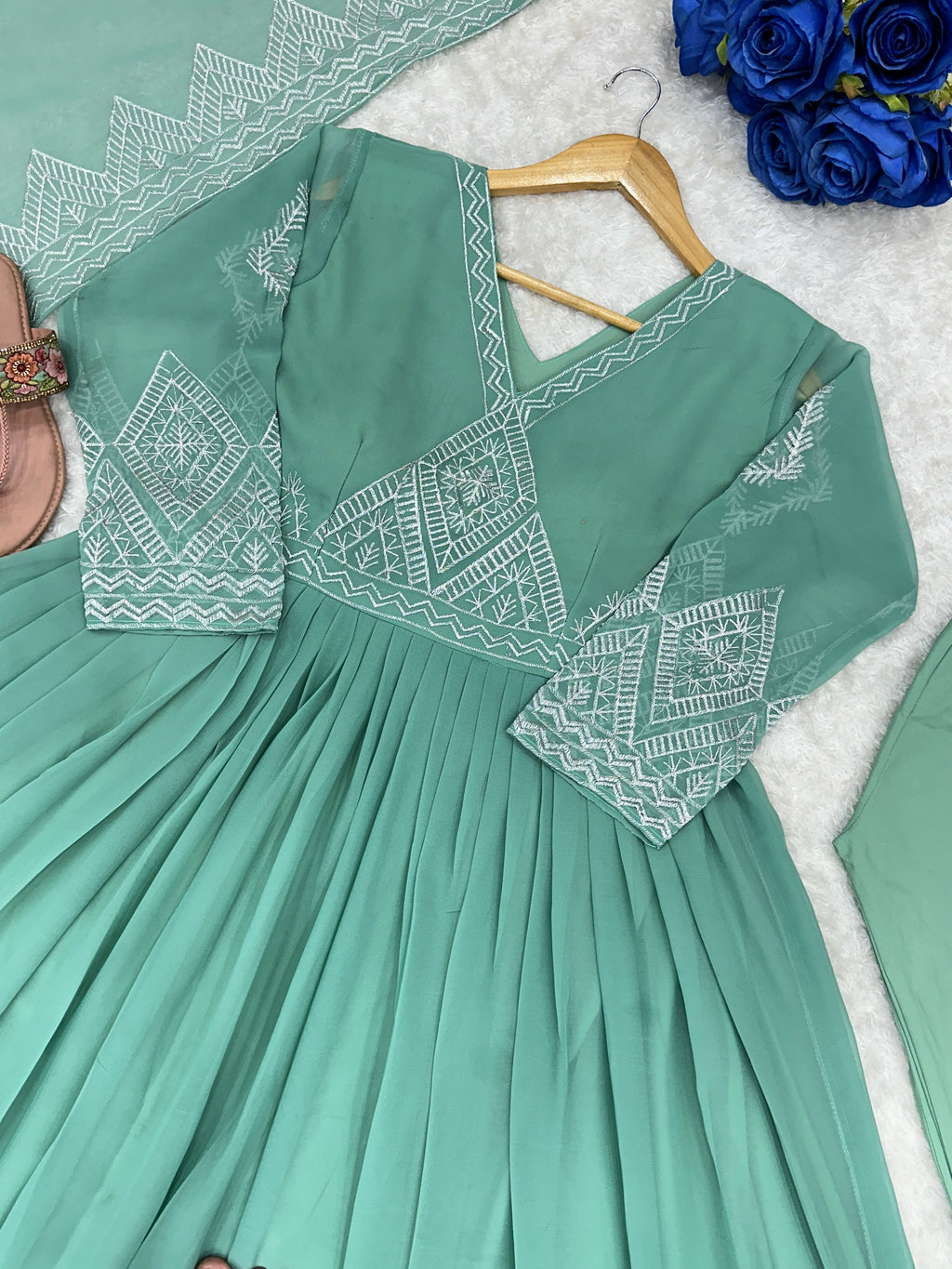 Beautiful Party Wear Look Gown With Pent And Dupatta