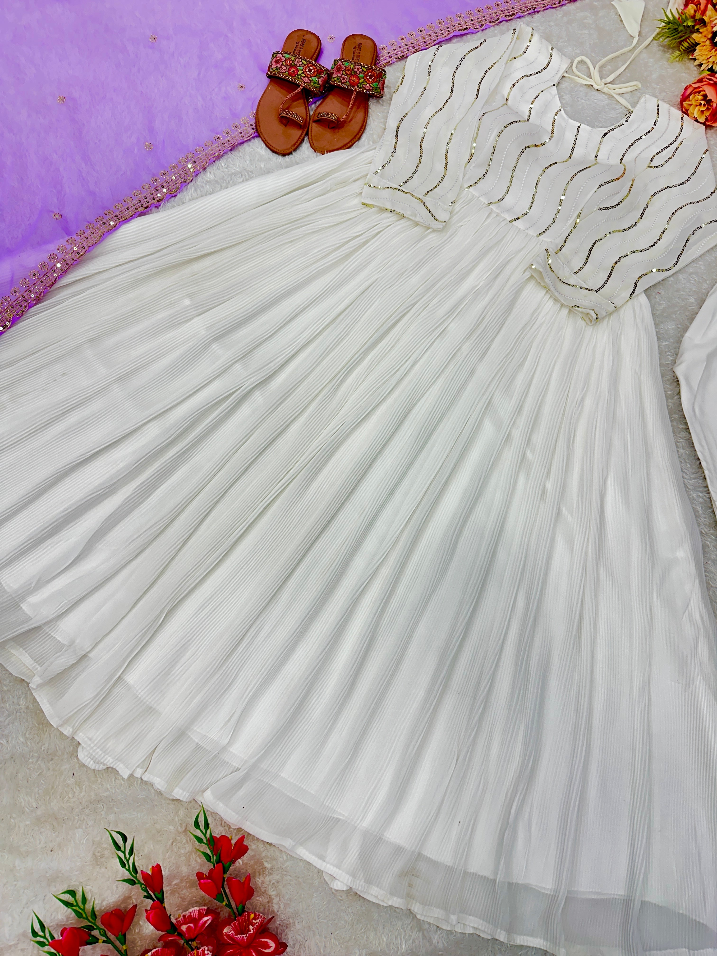 Designer Party Wear Anarkali Gown With Pent And Beautiful Dupatta