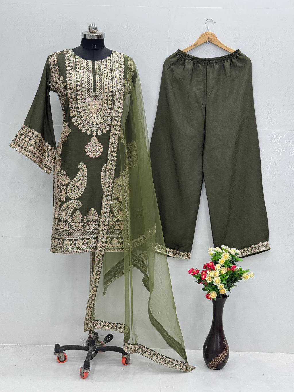 Beautiful Designer Wear Top Plazzo And Dupatta