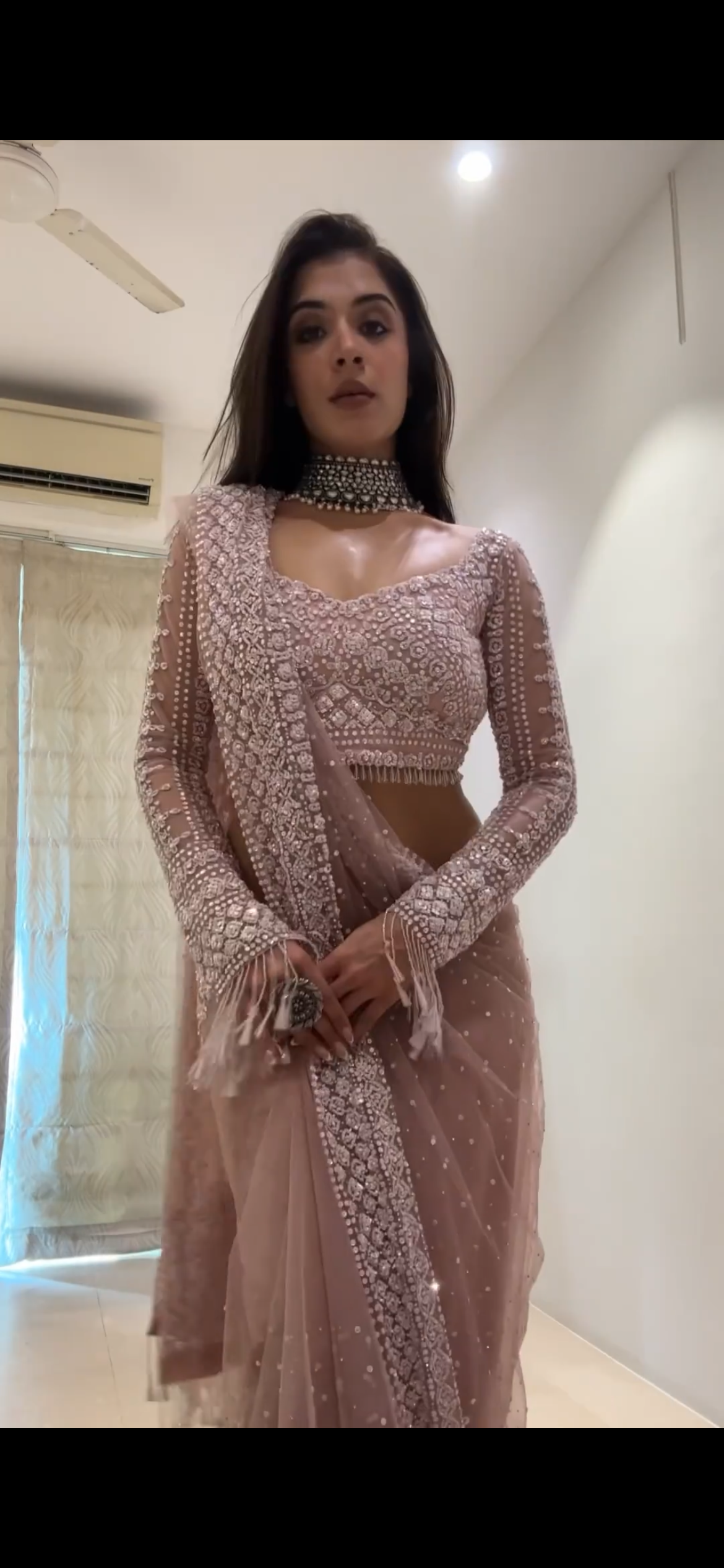 Beautiful Party Wear Saree With Sequins Embroidery Work