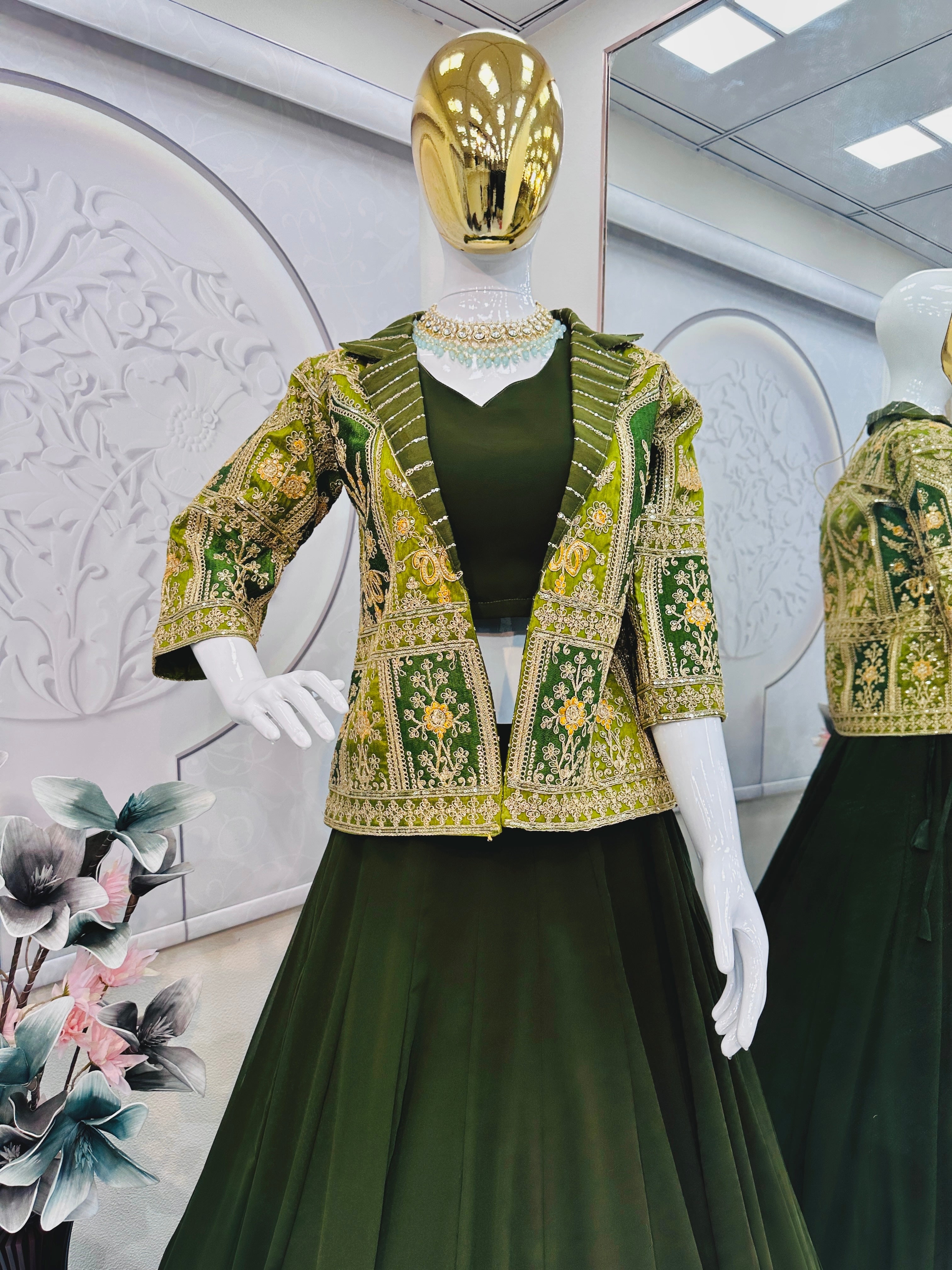 Designer Party Wear Lehenga Choli With Embroidery & Codding & Sequins Work