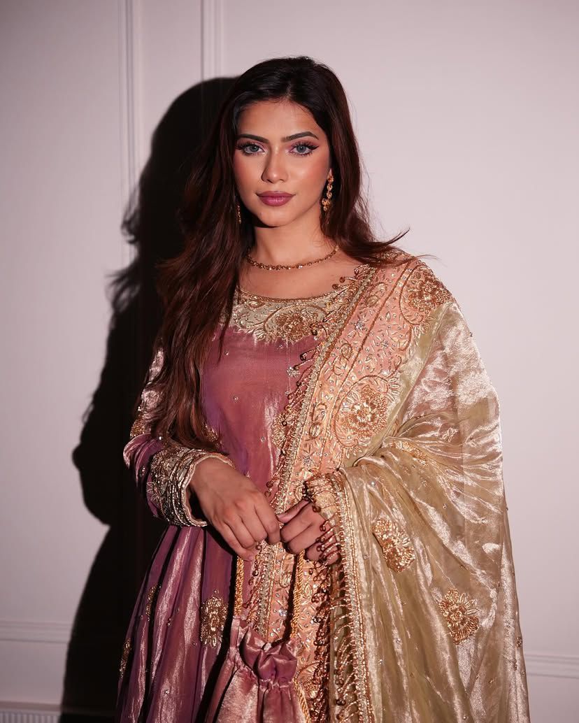 Designer Party Wear Gown Pent And Dupatta With Pearl Hand Work