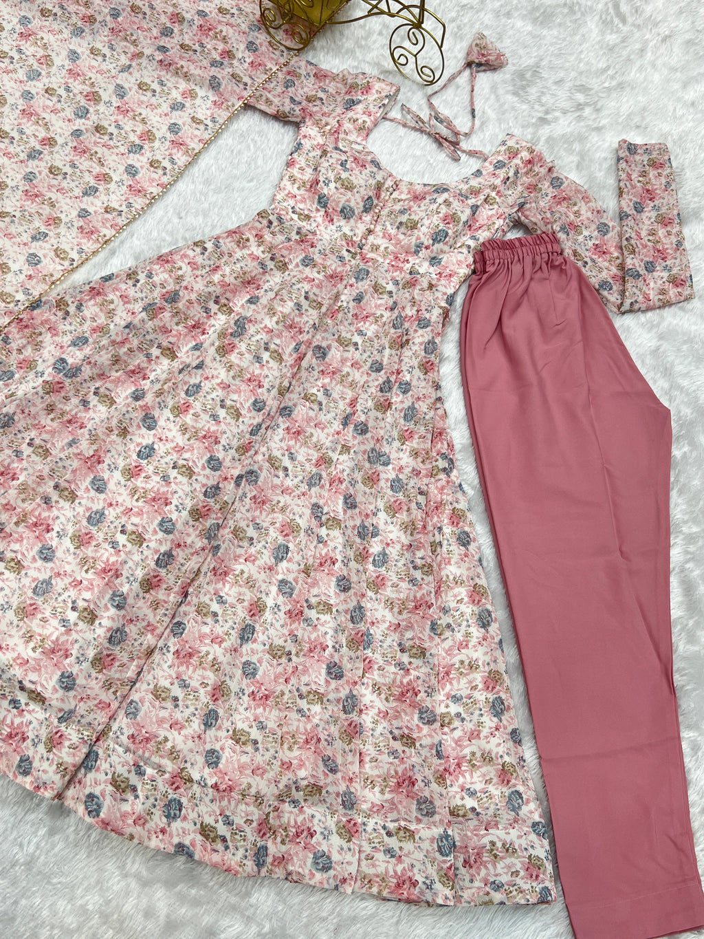 Beautiful Party Wear Anarkali Gown And Pent With Dupatta