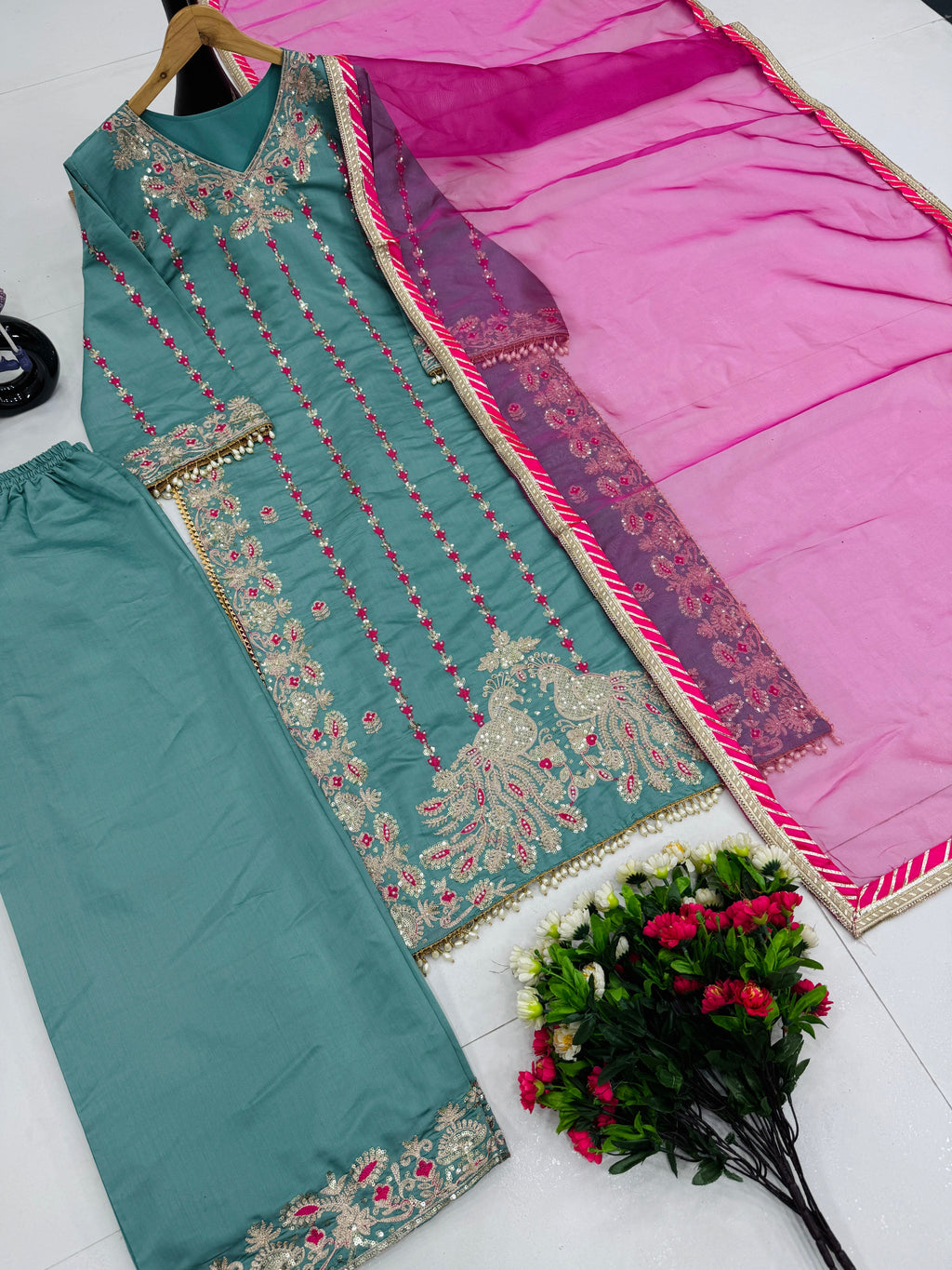 Beautiful Designer Wear Top Plazzo And Dupatta