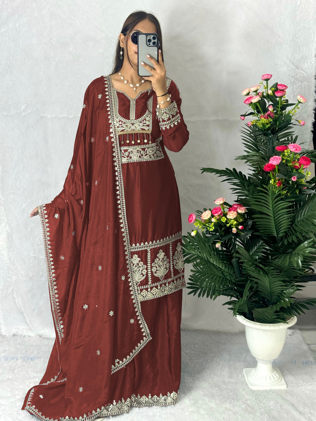 Beautiful Designer Top - Plazzo With Fancy Dupatta