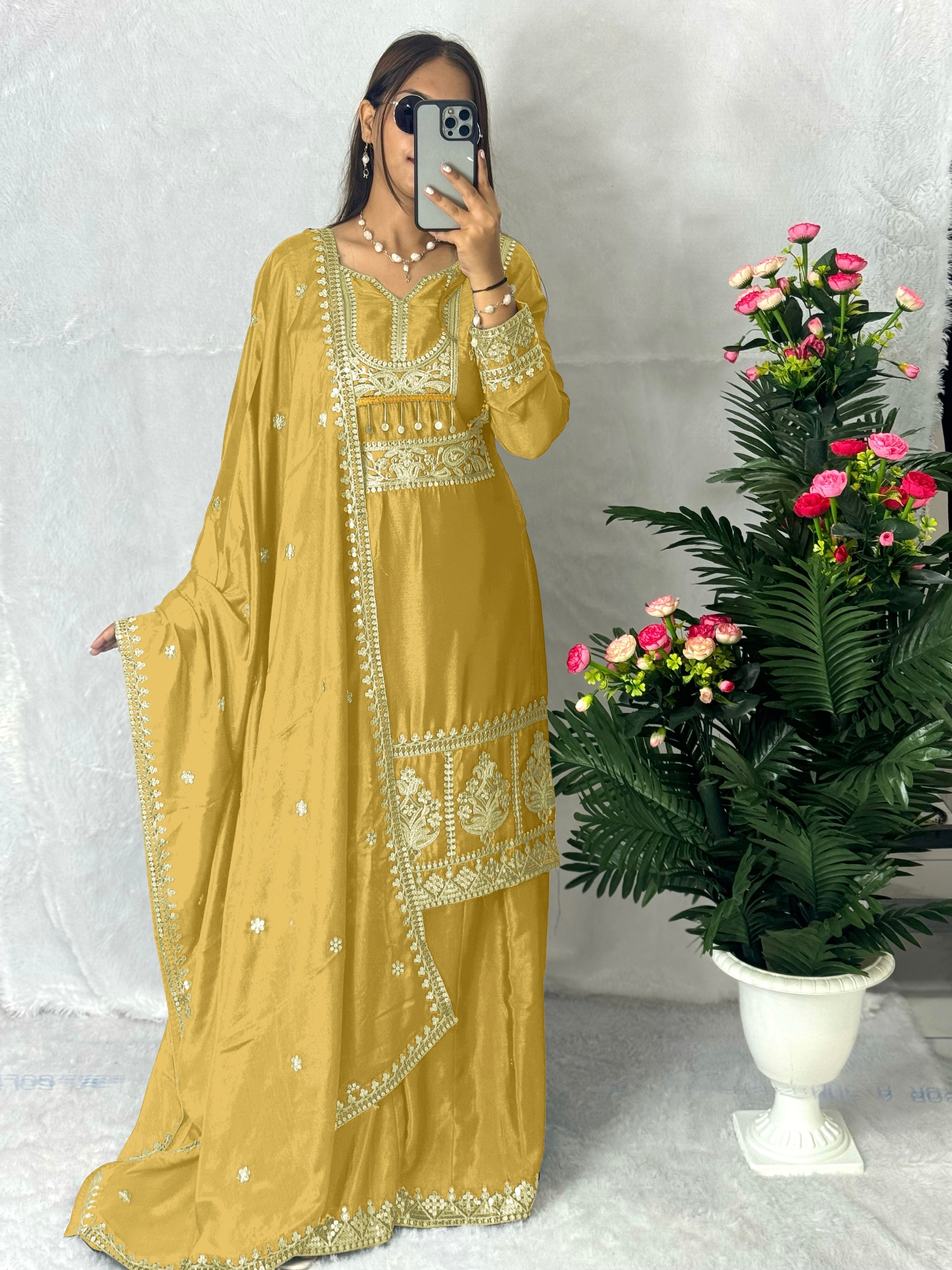 Beautiful Designer Top - Plazzo With Fancy Dupatta