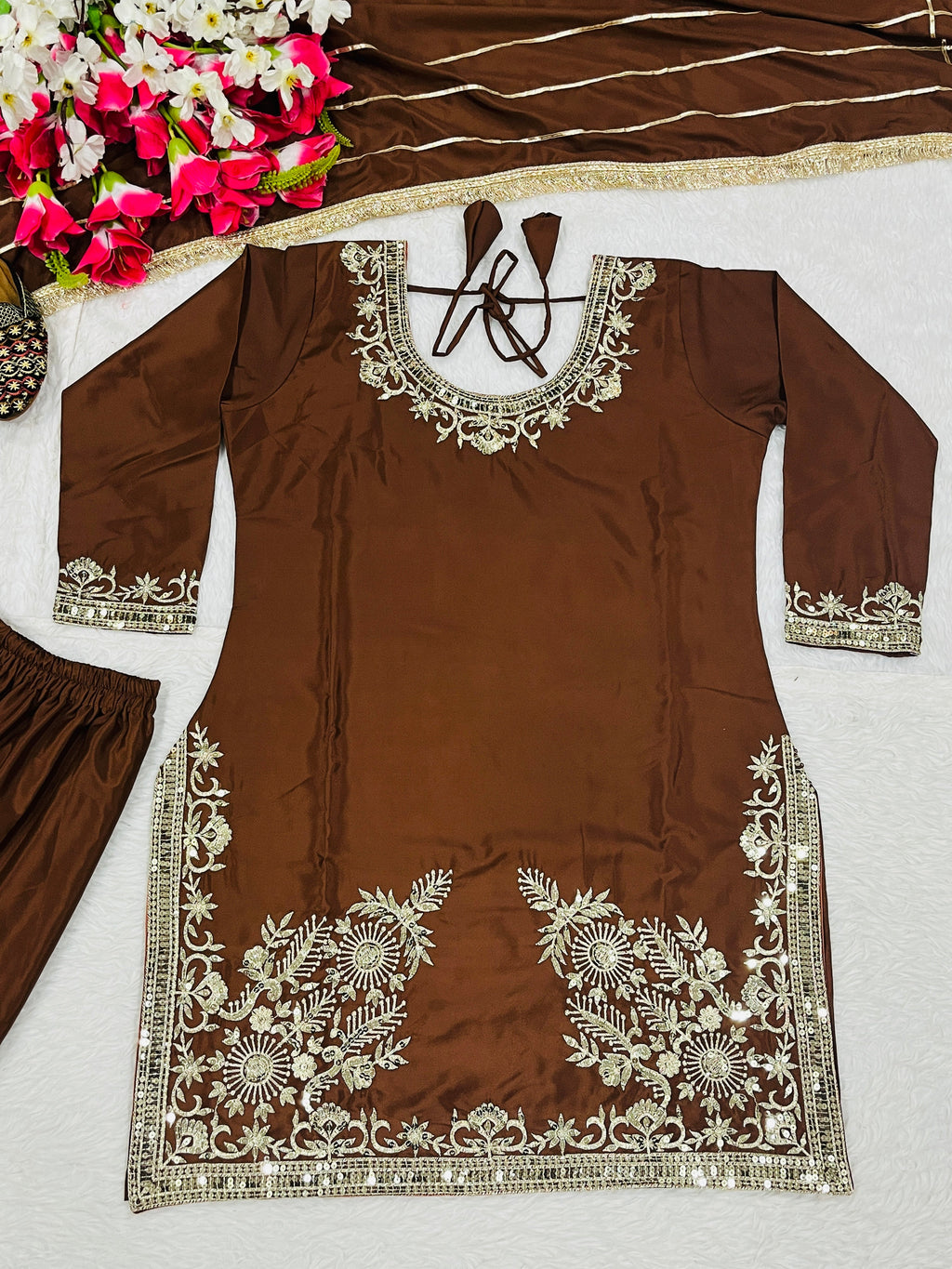 Party Wear Look Top , Sharara Plazzo and Dupatta With Sequence Embroidery Work