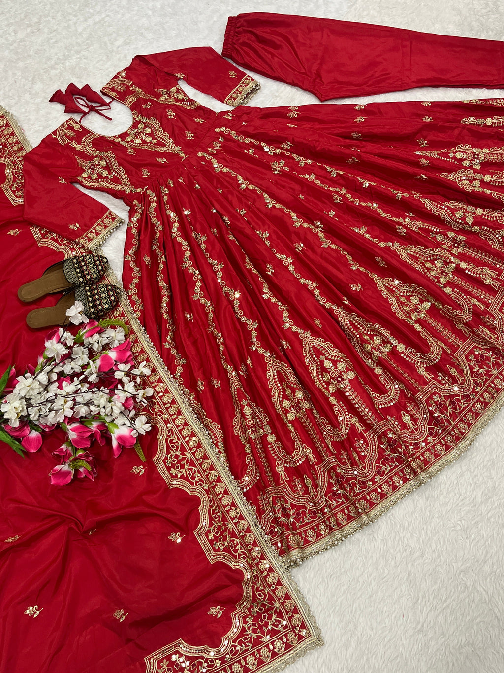 Party Wear Look Anarkali Gown With Sequence And Embroidery Work