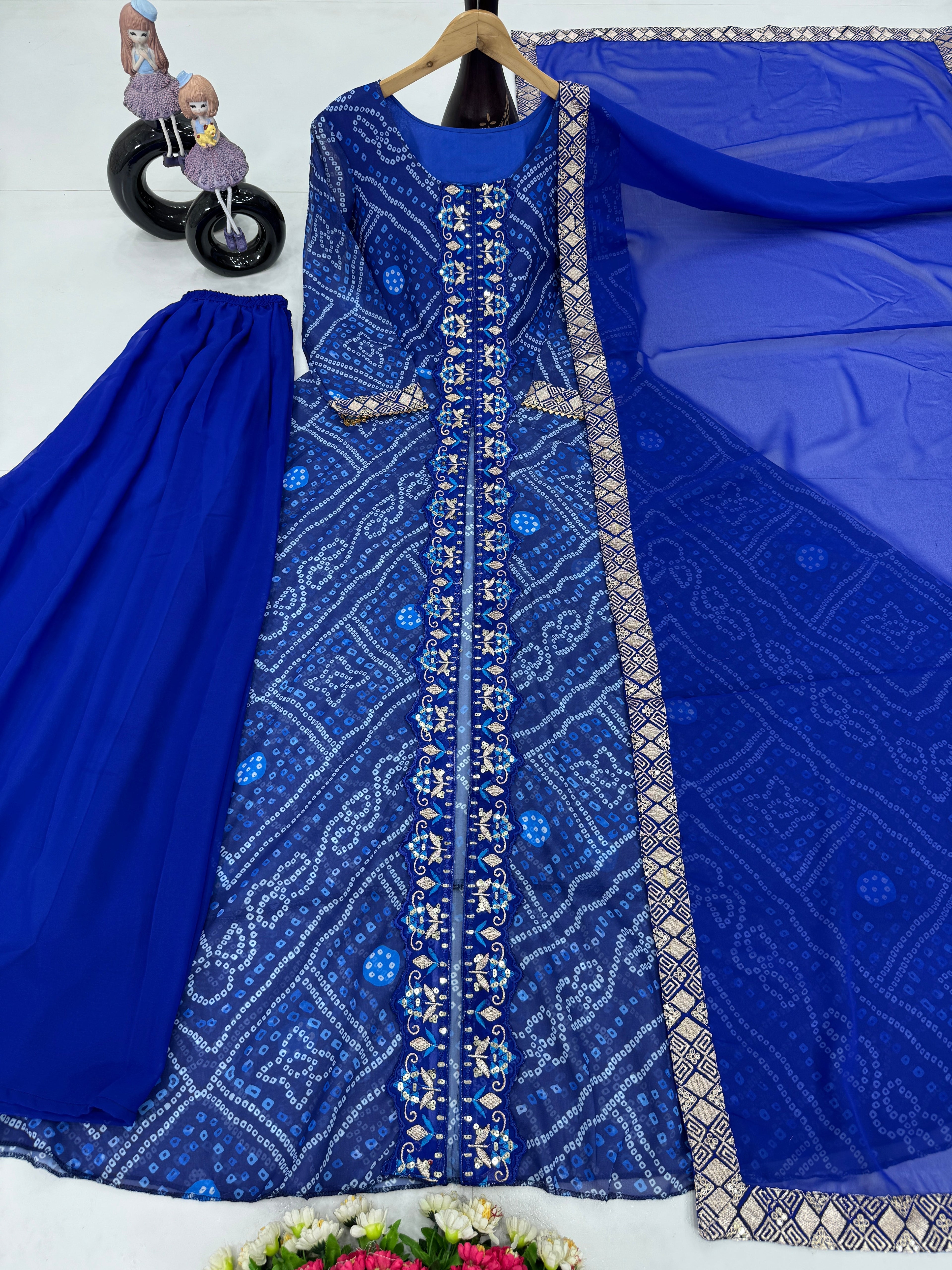 डिजाइनर पार्टी वेयर फैंसी कट टॉप और प्लाजो सूट सेट