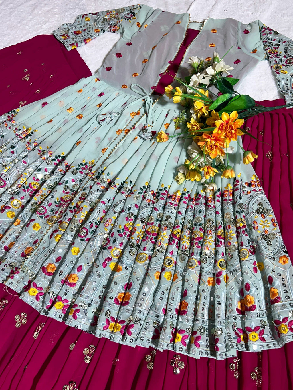 Designer Party Wear Lehenga Choli With Beautiful Koti