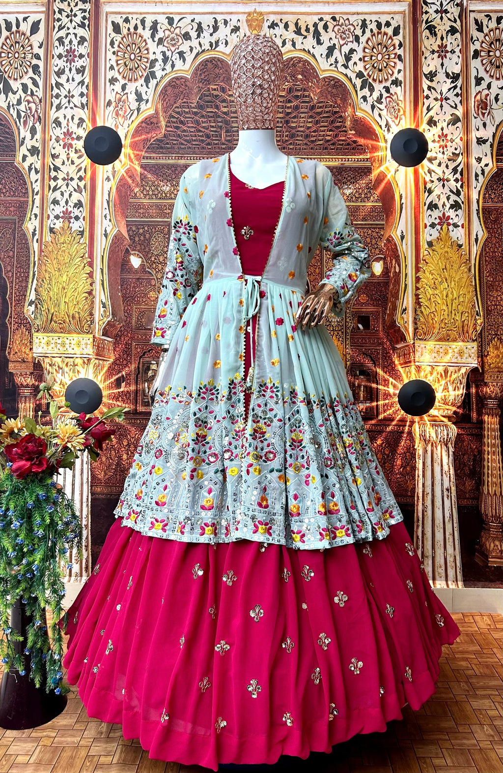 Designer Party Wear Lehenga Choli With Beautiful Koti