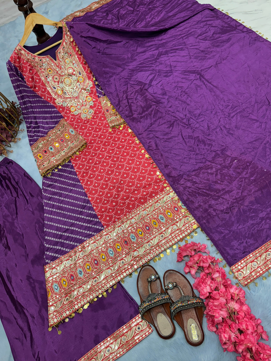 Party Wear Look Top Plazzo & Dupatta Set