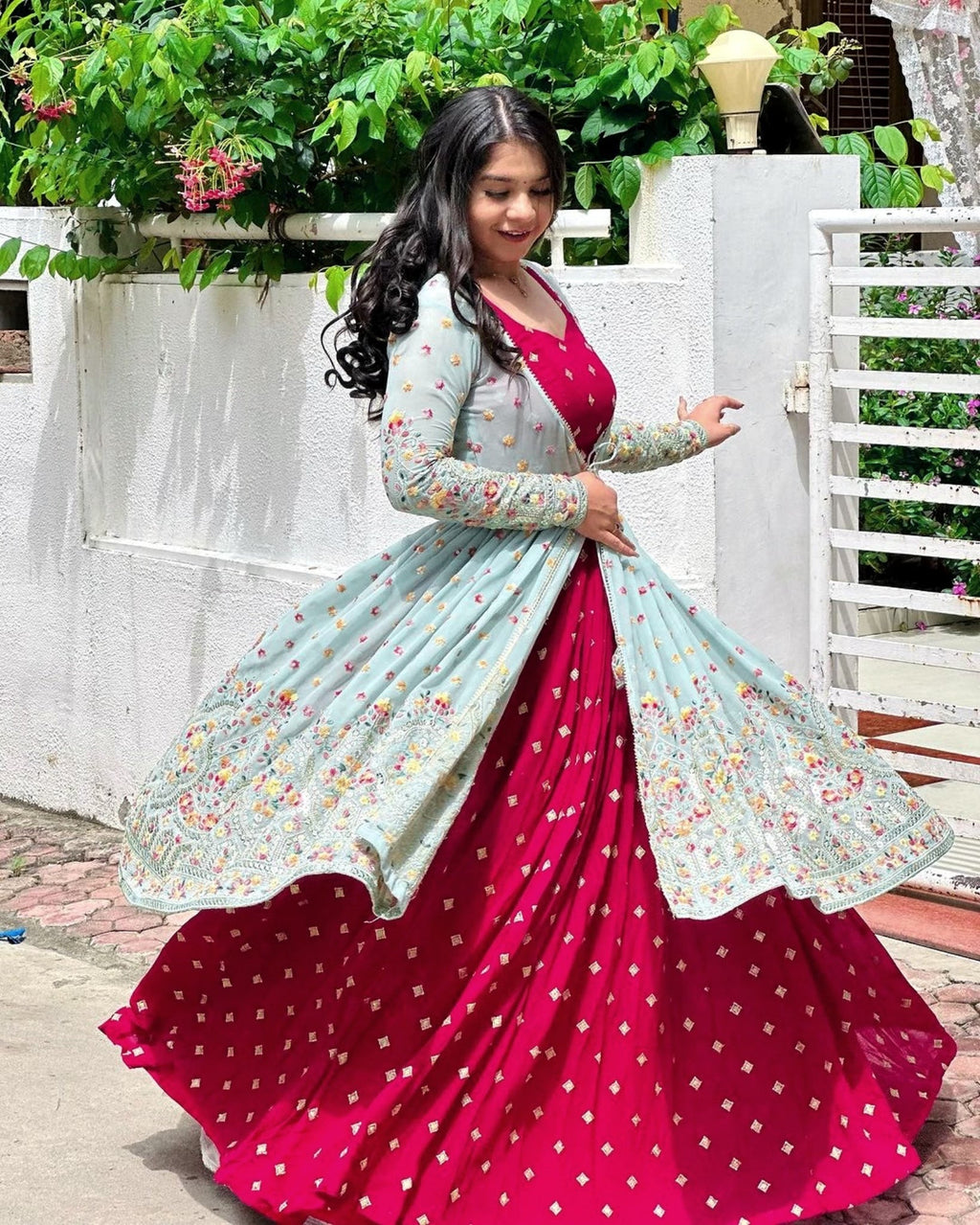 Designer Party Wear Lehenga Choli With Beautiful Koti