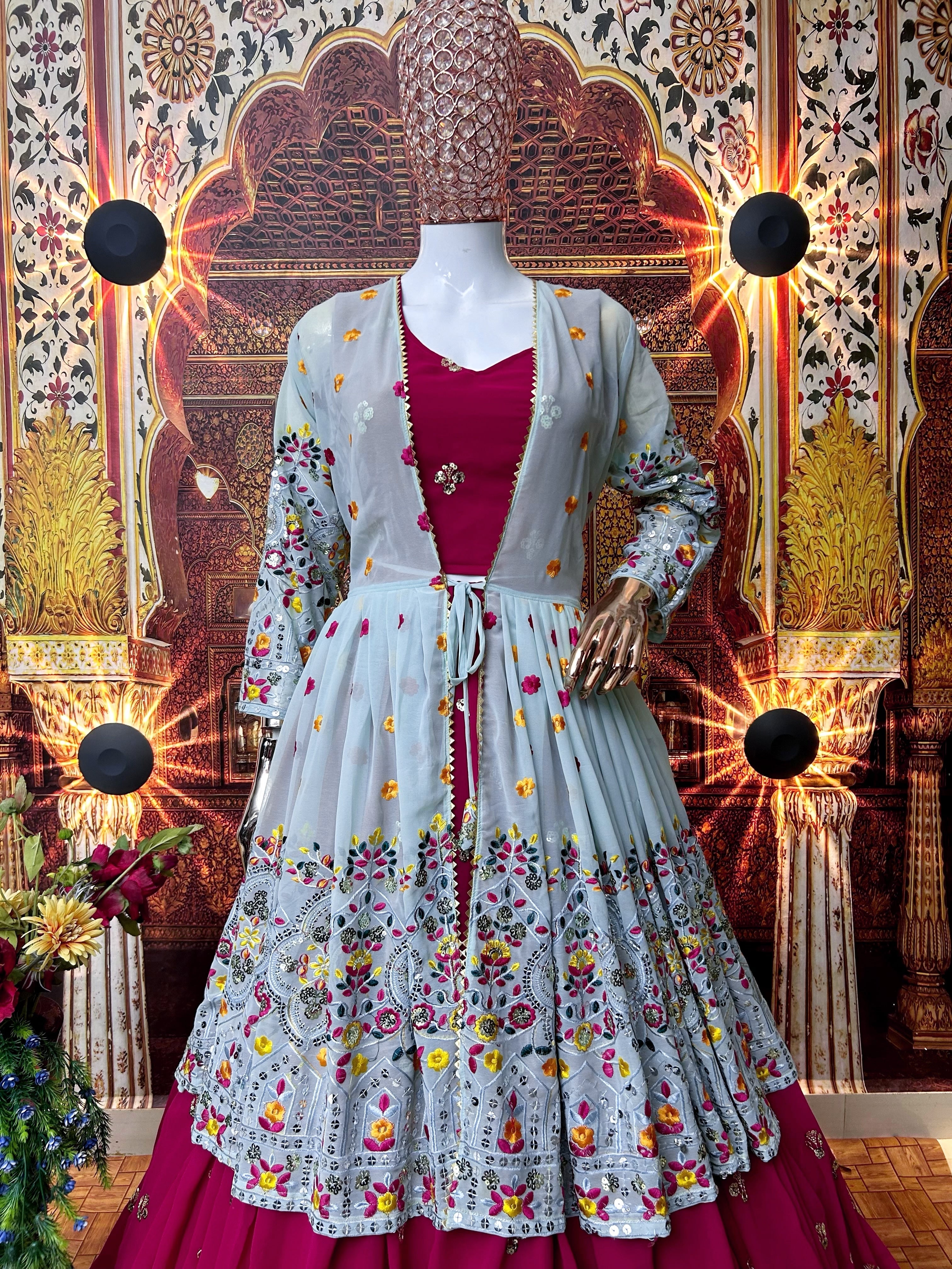 Designer Party Wear Lehenga Choli With Beautiful Koti