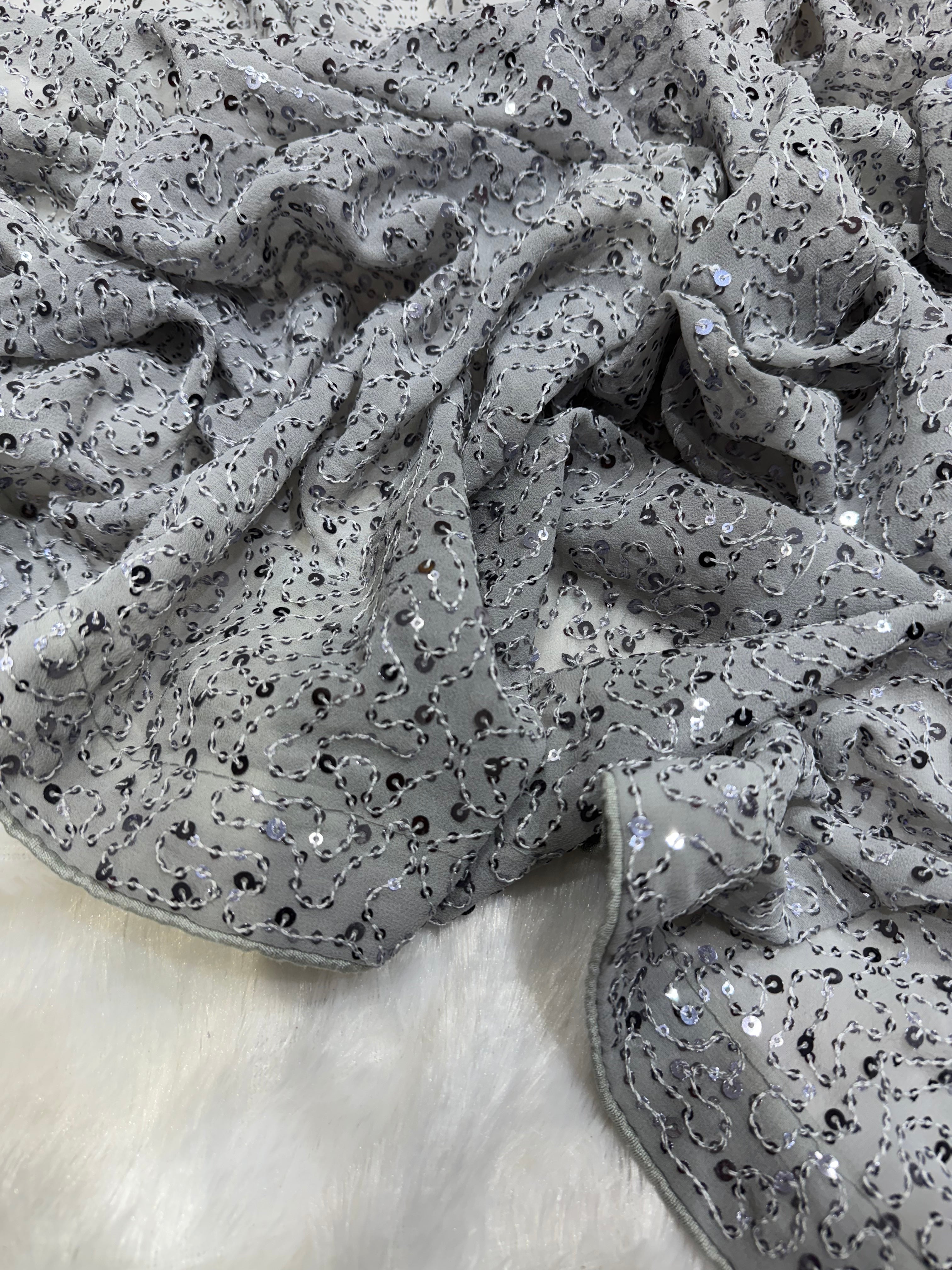 Party Wear Beautiful Saree With Dual Sequence Embroidery Work