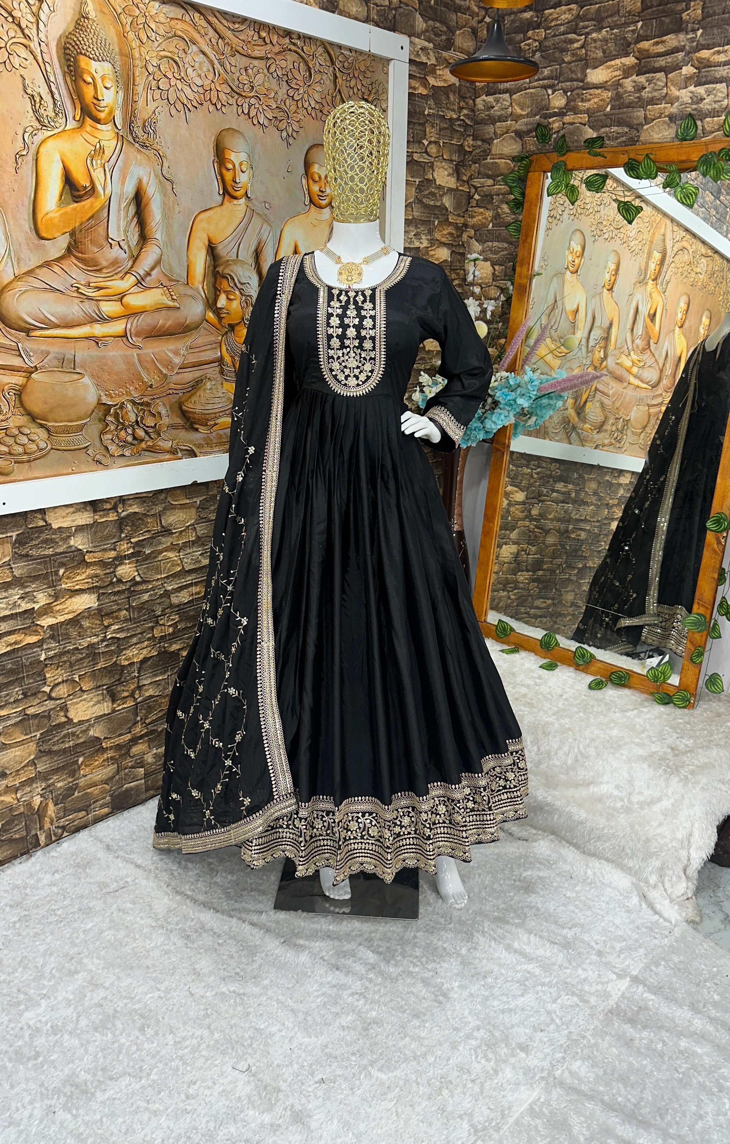 Beautiful Party Wear Anarkali Gown And Pent With Designer Dupatta