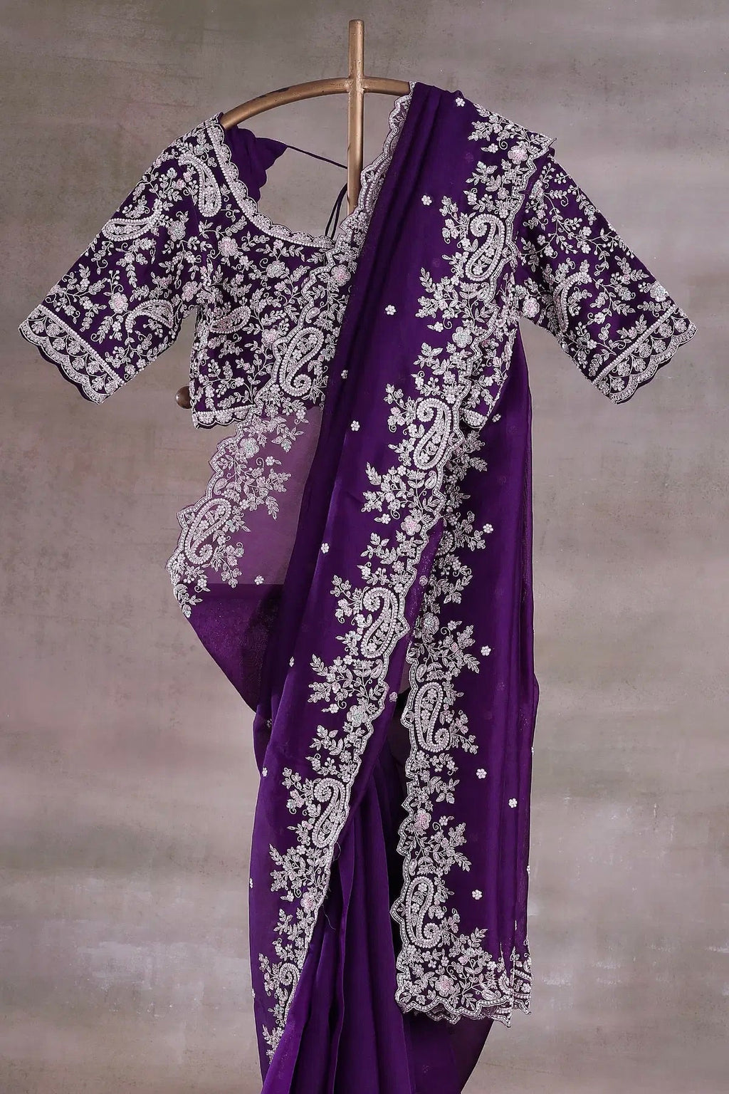 Party Wear Saree With Embroidery Codding & Sequins Work