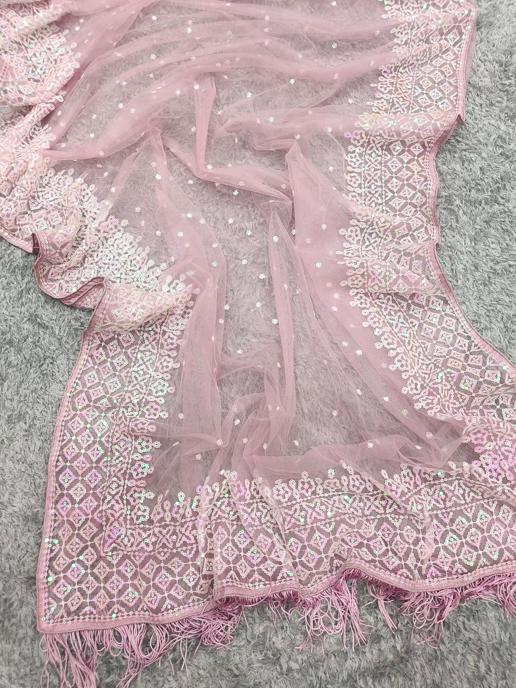 Beautiful Party Wear Saree With Sequins Embroidery Work