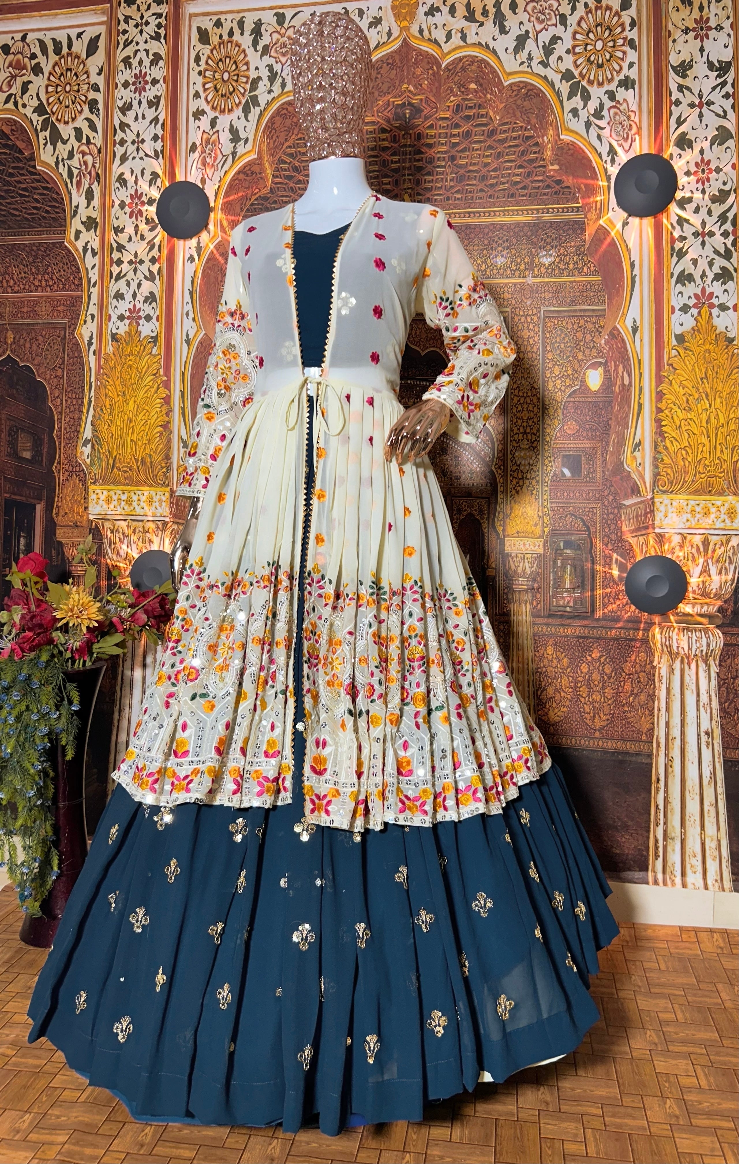 Designer Party Wear Lehenga Choli With Beautiful Koti