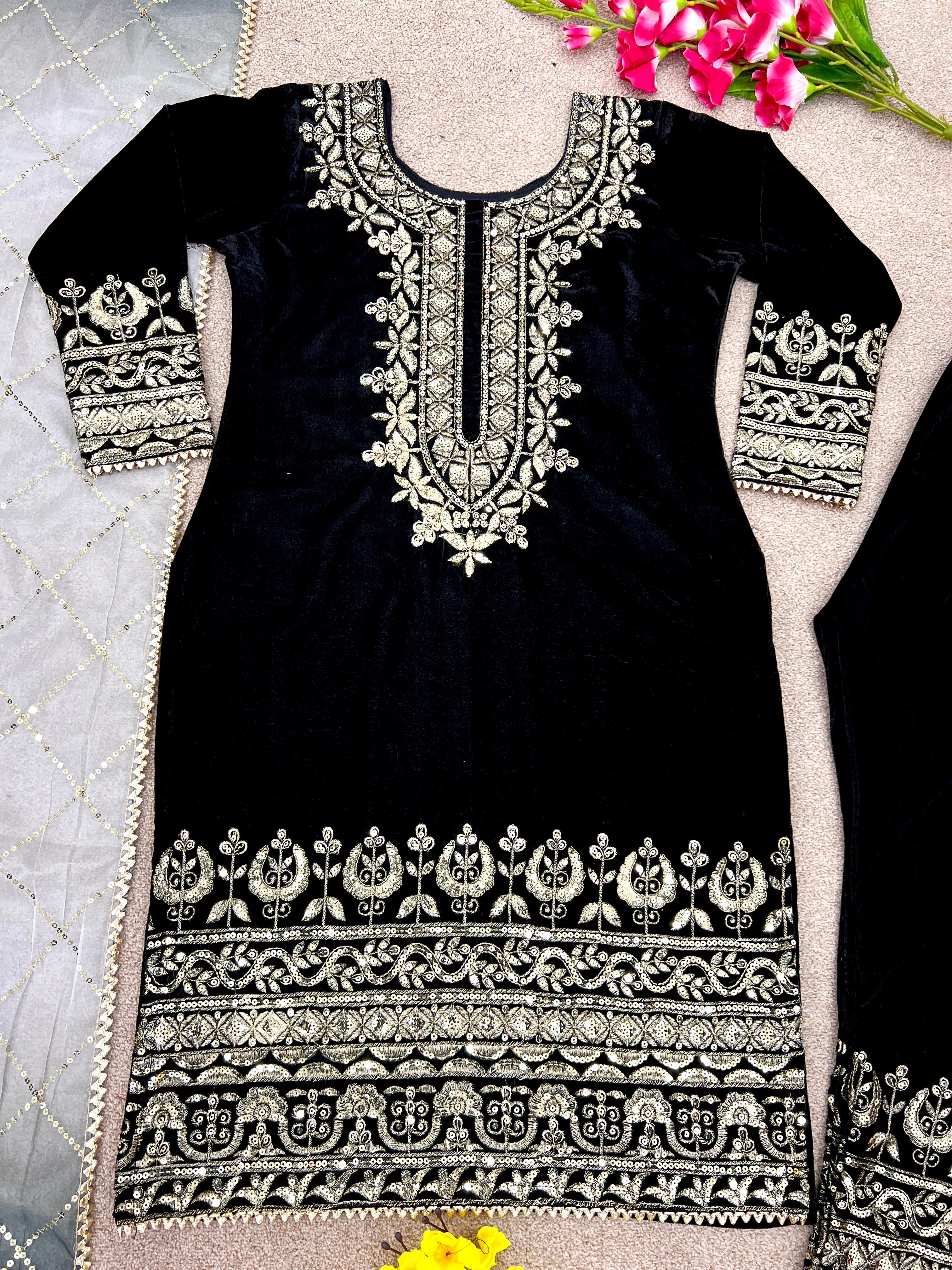 Designer Party Wear Look Top-Bottom And Dupatta