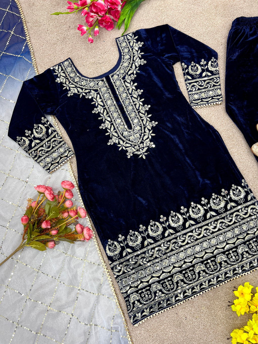 Designer Party Wear Look Top-Bottom And Dupatta