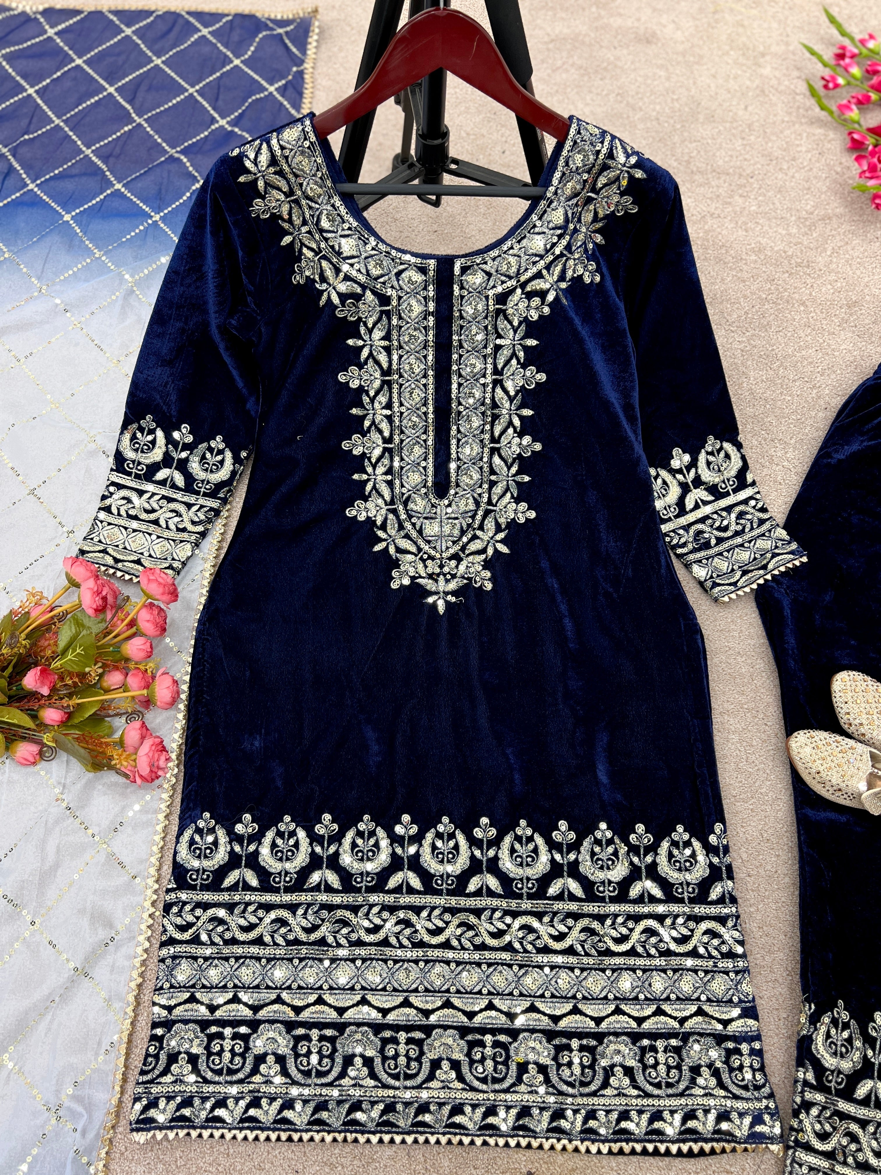 Designer Party Wear Look Top-Bottom And Dupatta