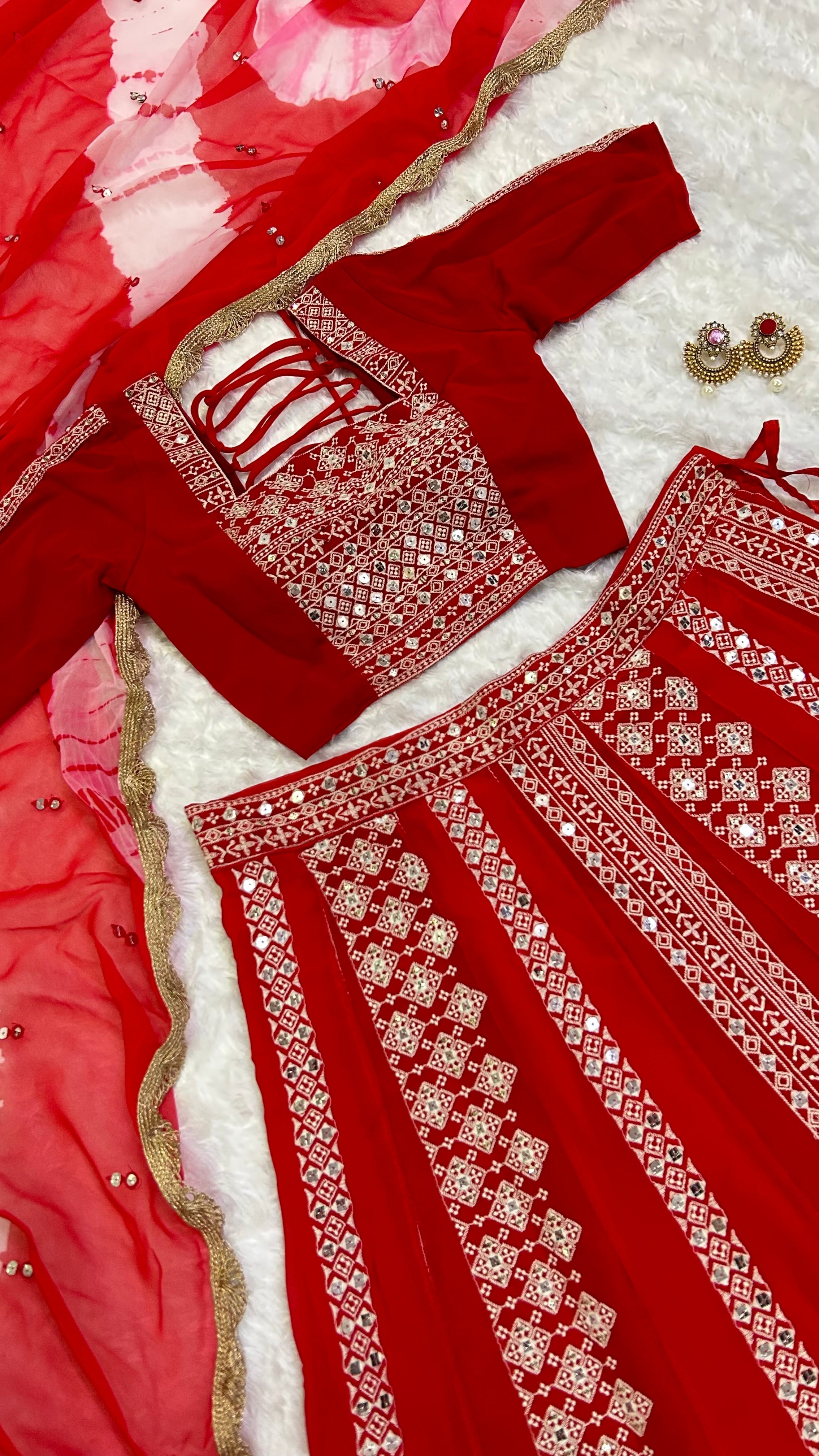 Party Wear Lehenga Choli With Cotton Thread & Sequence Work
