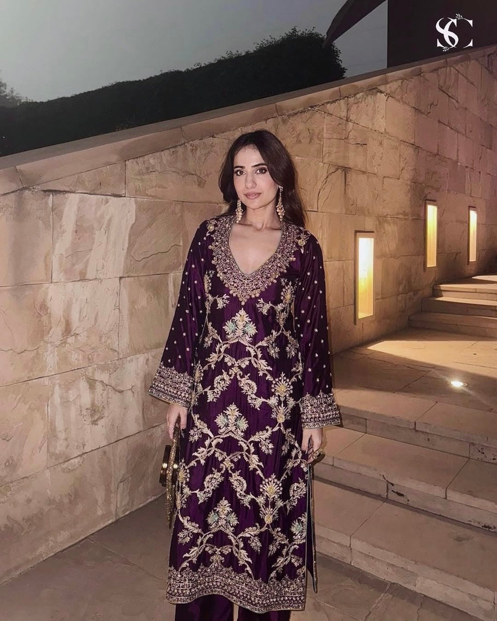 Party Wear Suit Set With Embroidery Coding Sequence Work