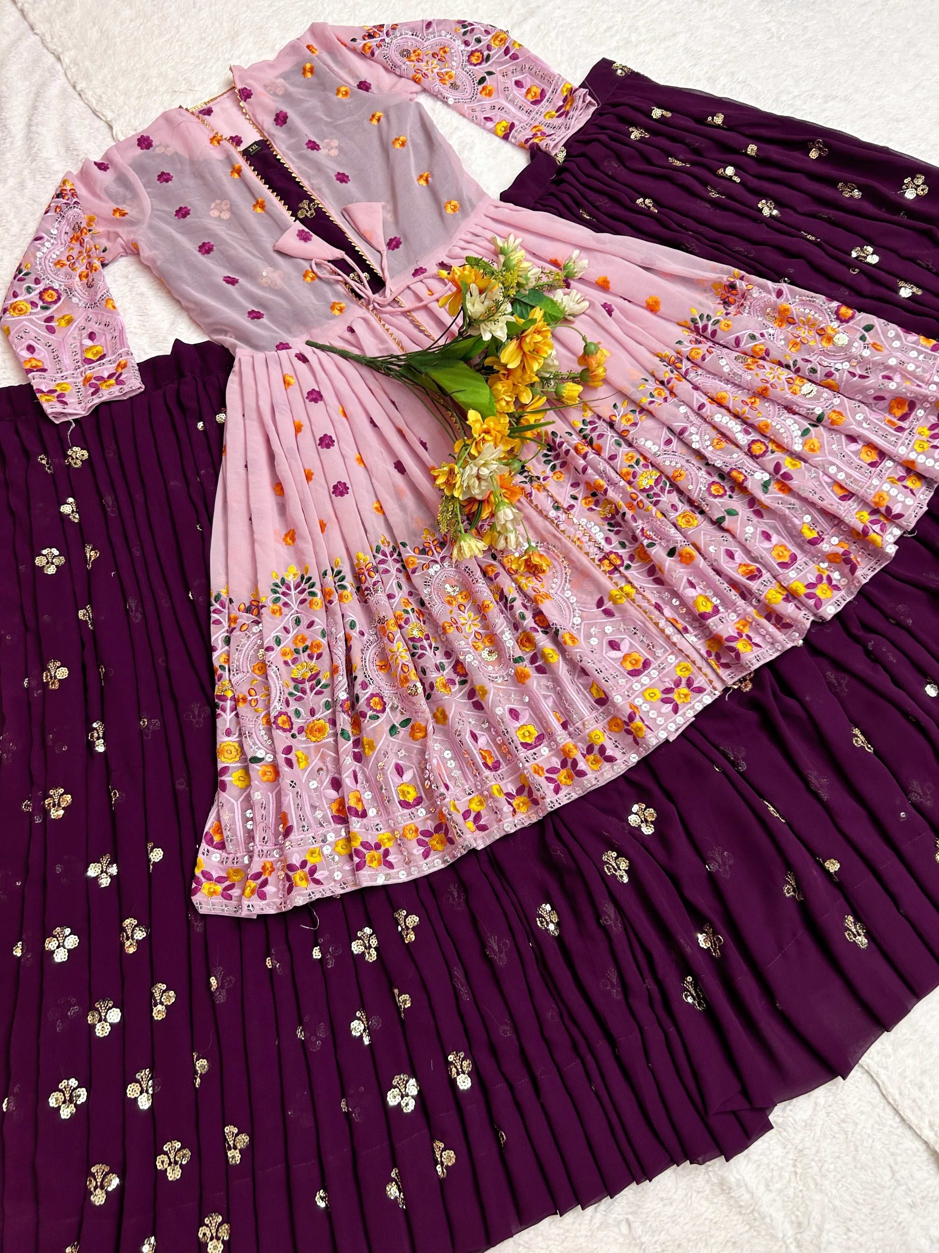 Designer Party Wear Lehenga Choli And Beautiful Koti