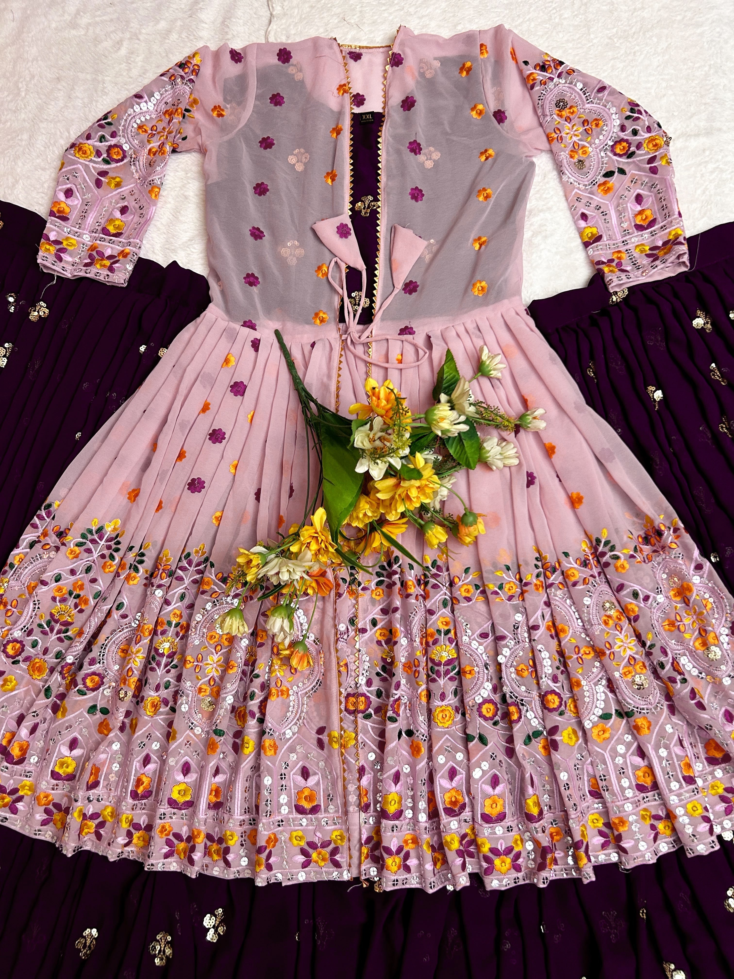 Designer Party Wear Lehenga Choli And Beautiful Koti