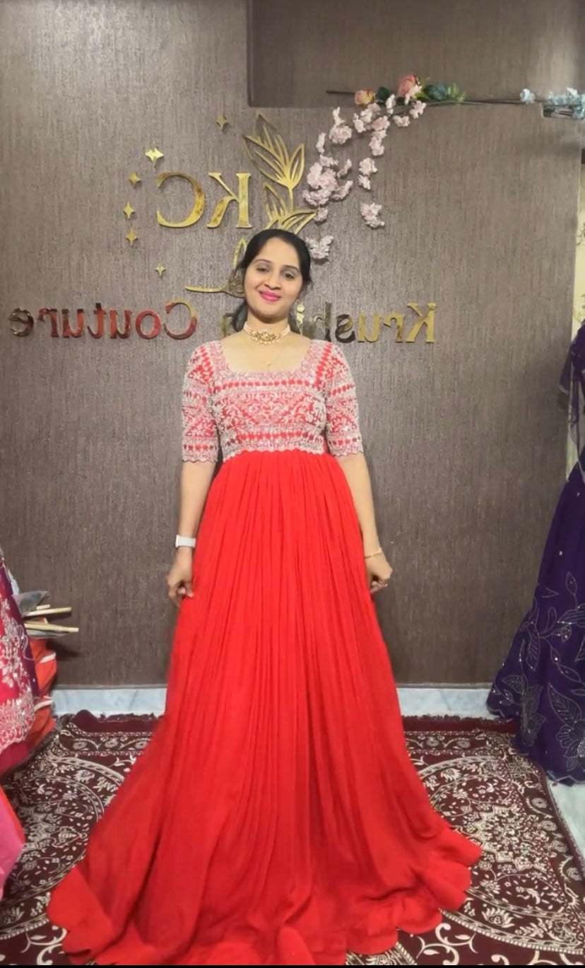 Designer Party Wear Gown With Diamond Handwork With Dupatta