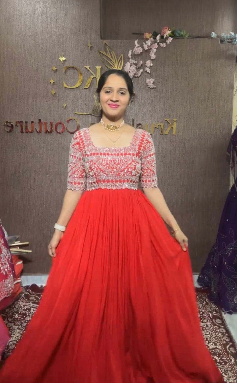 Designer Party Wear Gown With Diamond Handwork With Dupatta