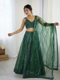 Party Wear Look Lehenga Choli With Rainbow Sequins & Dori Work