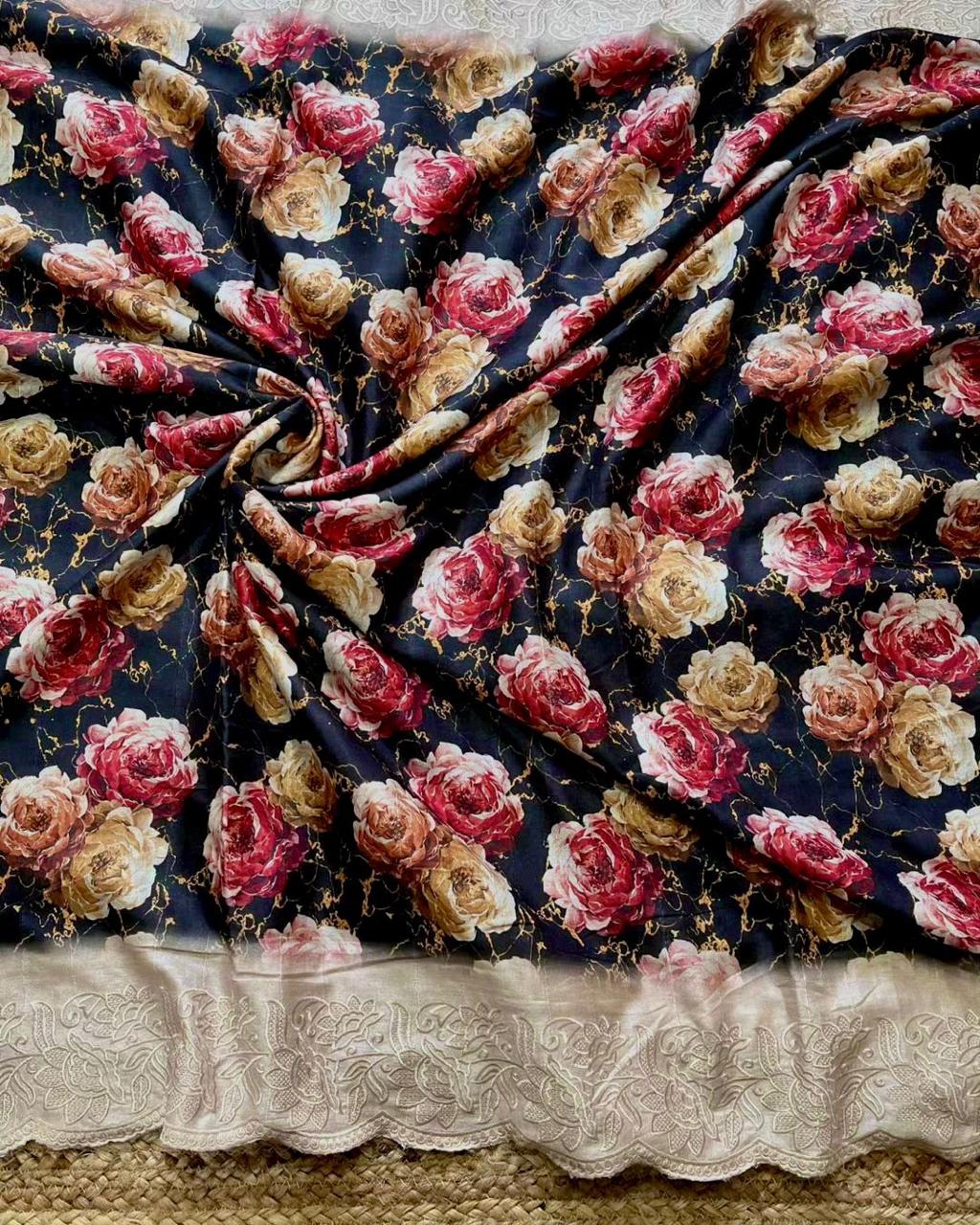 Designer Party Wear Saree With Embroidery Treads Work