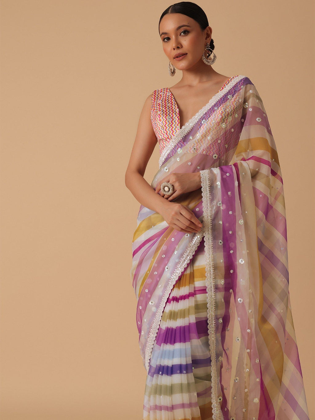 Designer Saree With Digital Prints & Embroidery Codding Work