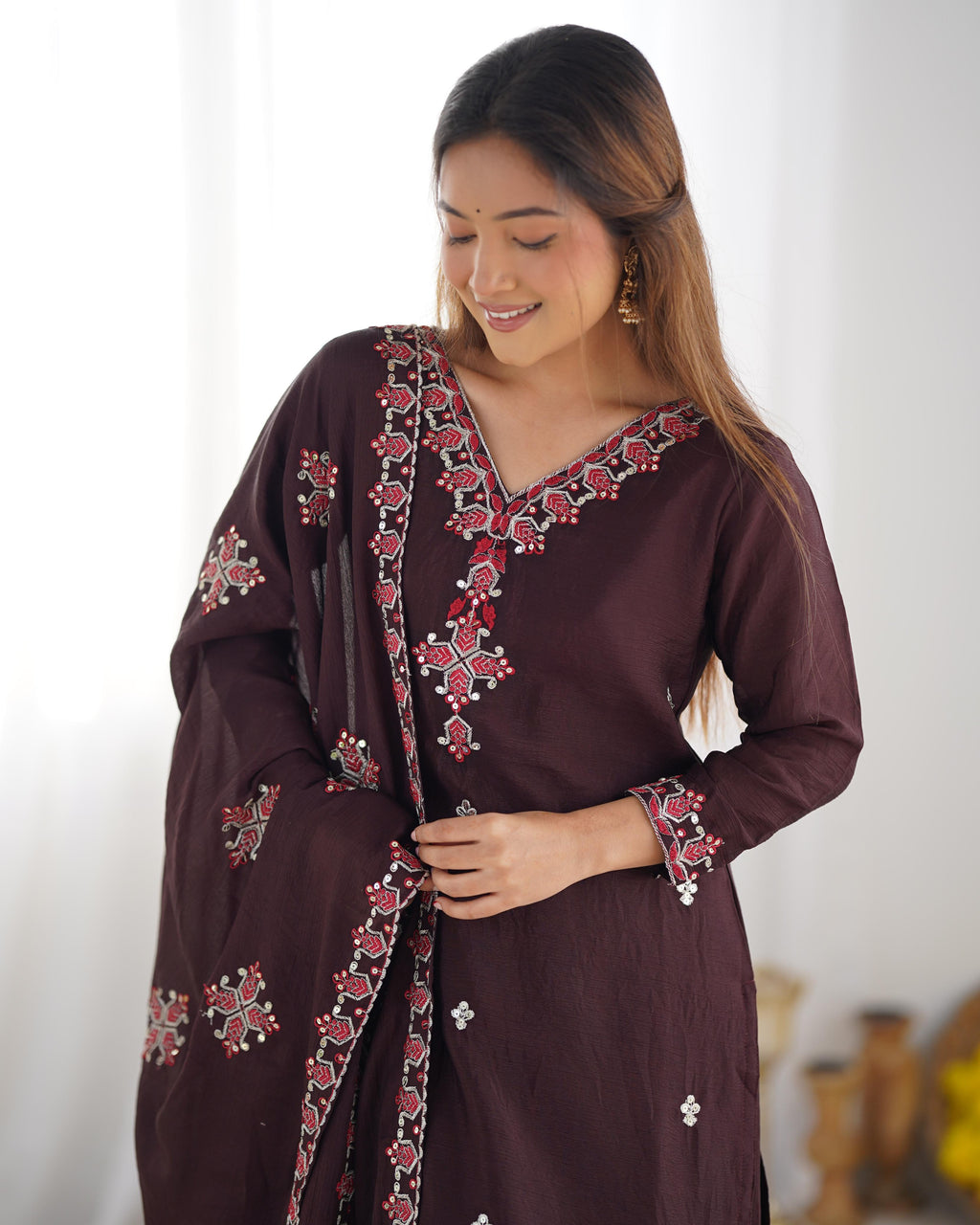 Designer Party Wear Look Top-Bottom and Dupatta With Heavy Embroidery Work