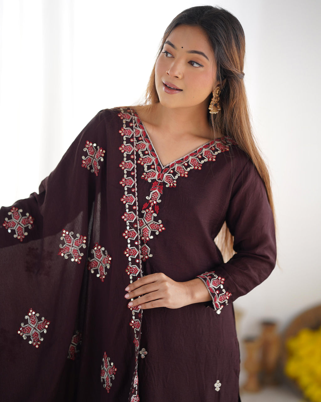 Designer Party Wear Look Top-Bottom and Dupatta With Heavy Embroidery Work