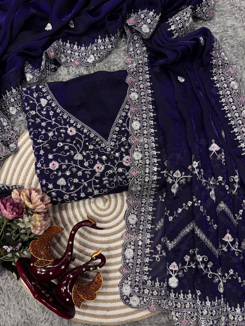 Beautiful Designer Saree With Sequins And Zari Embroidery Work