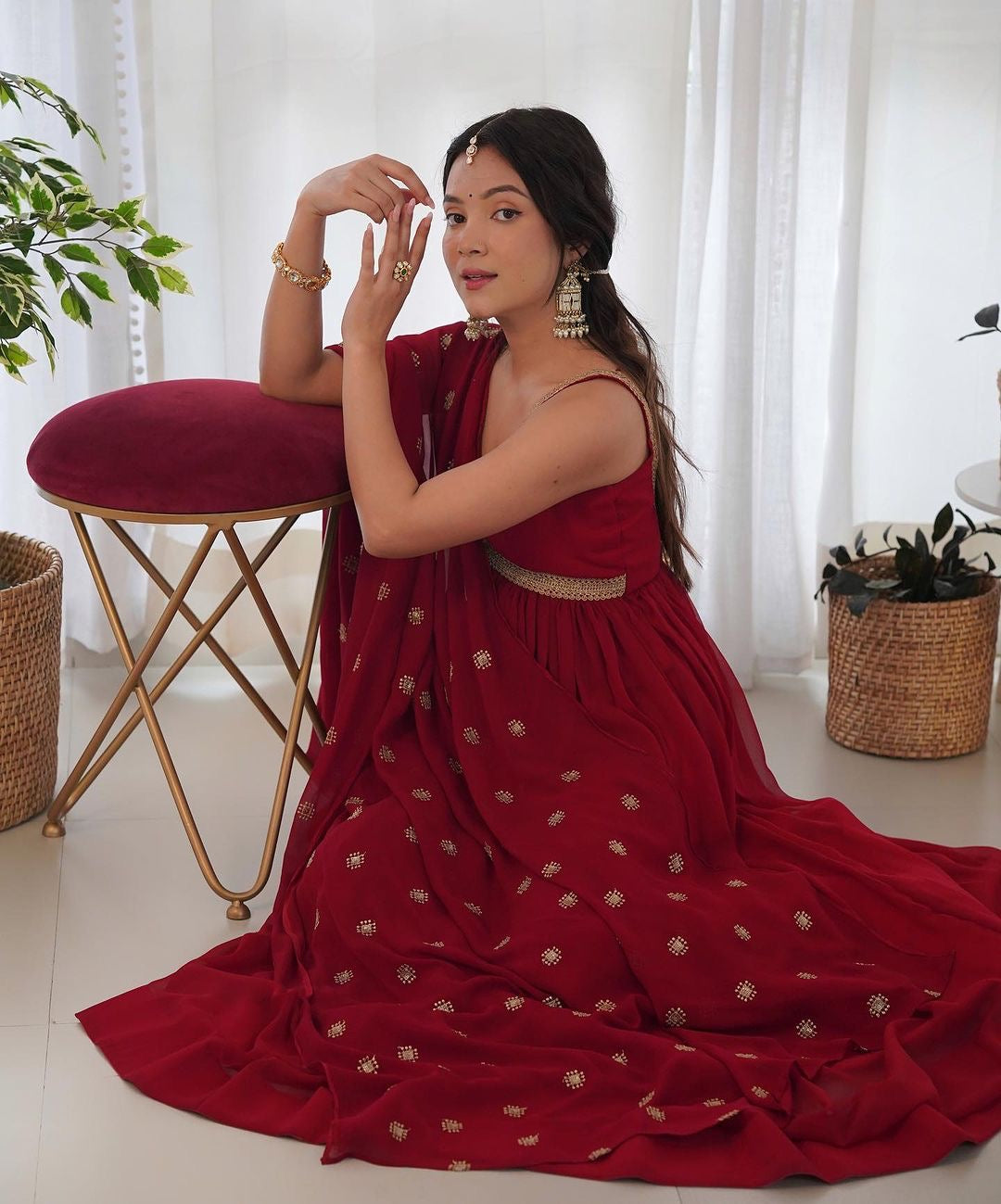 Designer Party Wear  Gown With Bottom And Heavy Dupatta