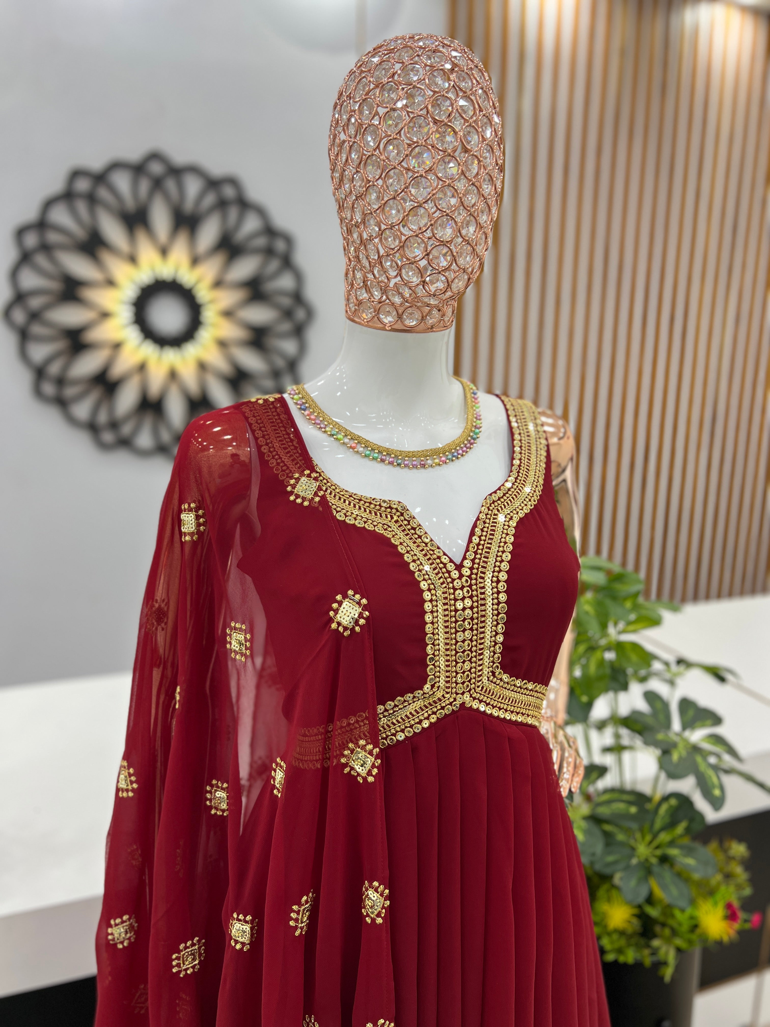 Designer Party Wear  Gown With Bottom And Heavy Dupatta