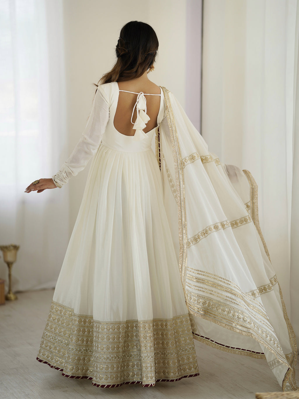 Beautiful Party Wear Anarkali Gown, Pent And Dupatta