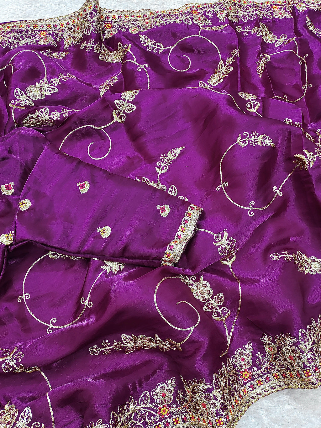 Party Wear Saree With Embroidery Codding & Sequins Work