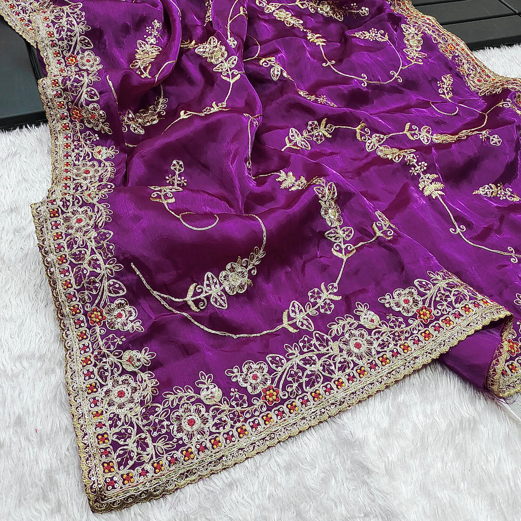 Party Wear Saree With Embroidery Codding & Sequins Work