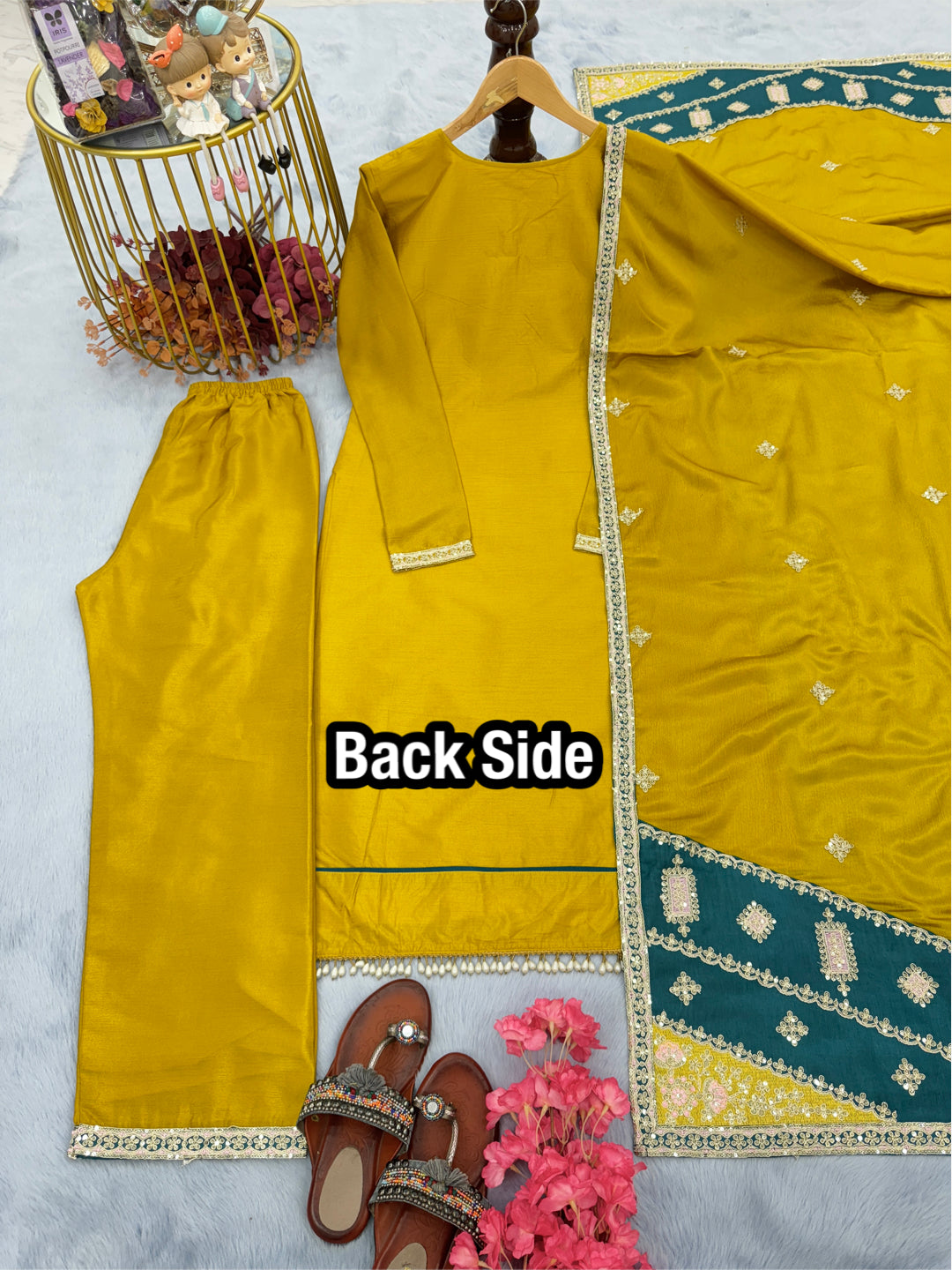 Designer Party Wear Look Silk Top Plazzo & Dupatta Set