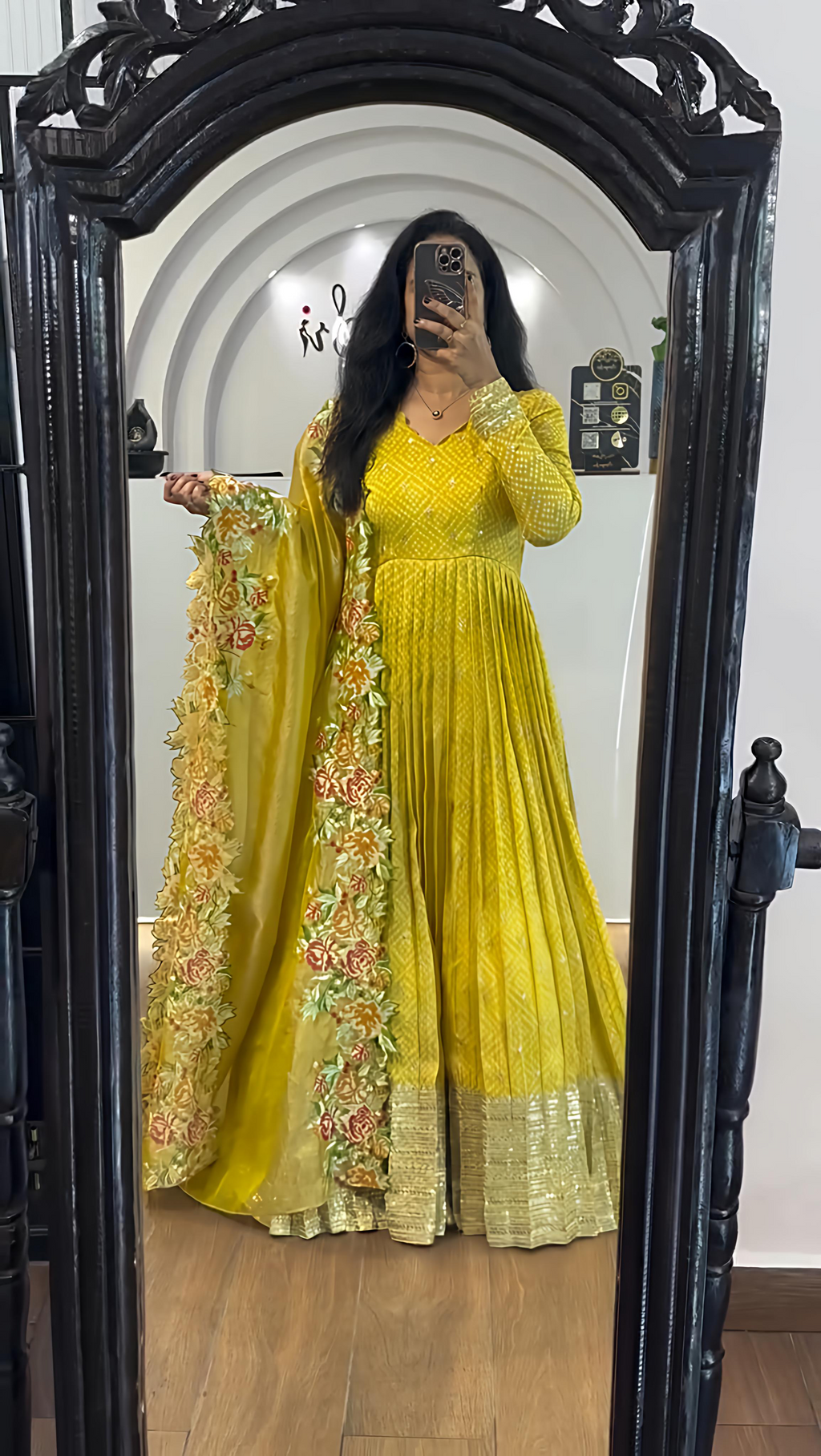 Gown And Dupatta With Heavy Embroidery Sequence Work